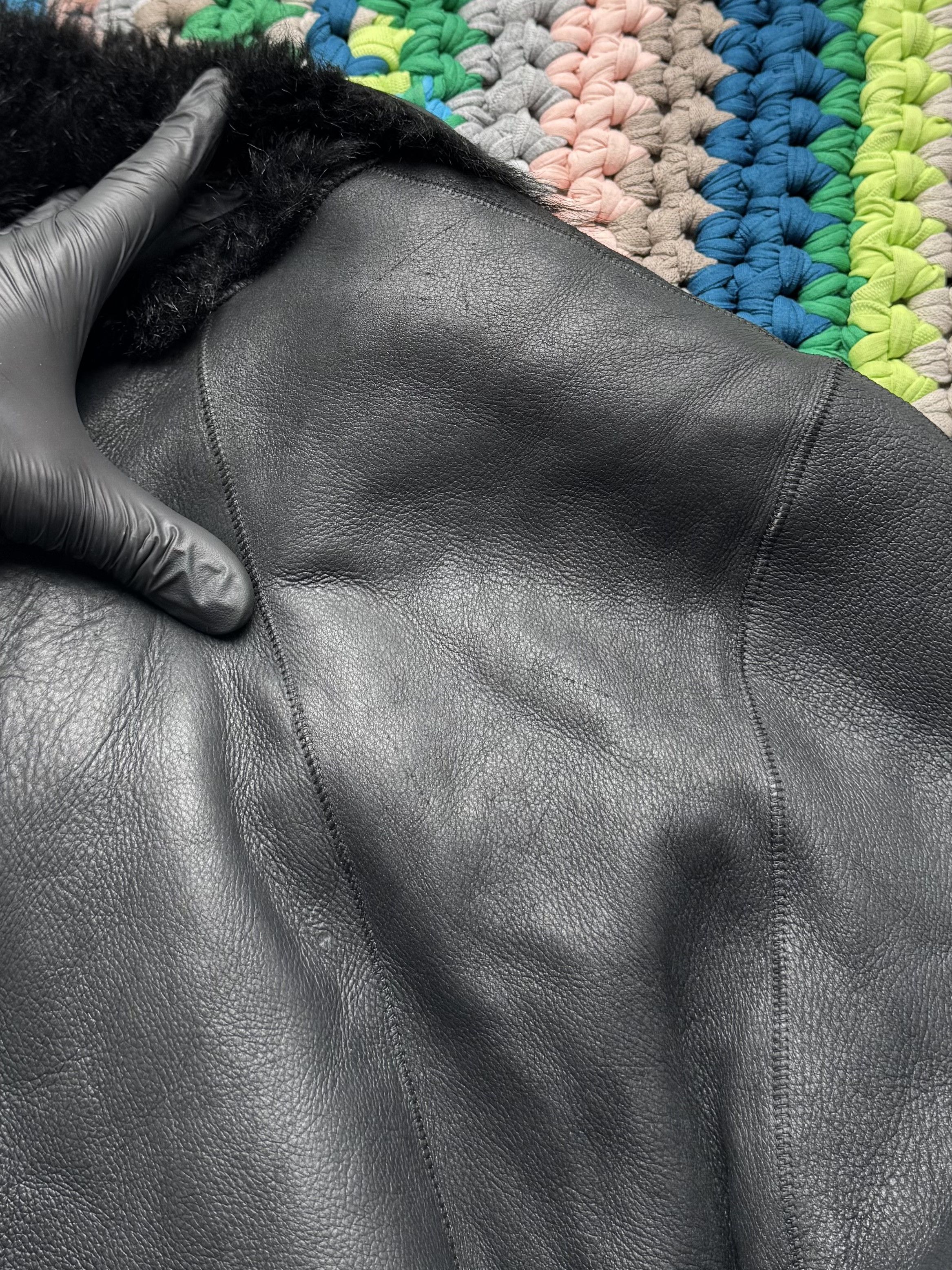 Vintage Vintage Black Shearling Leather Coat Winter Jacket Y2K (ET1) Size XL / US 12-14 / IT 48-50 - 17 Thumbnail
