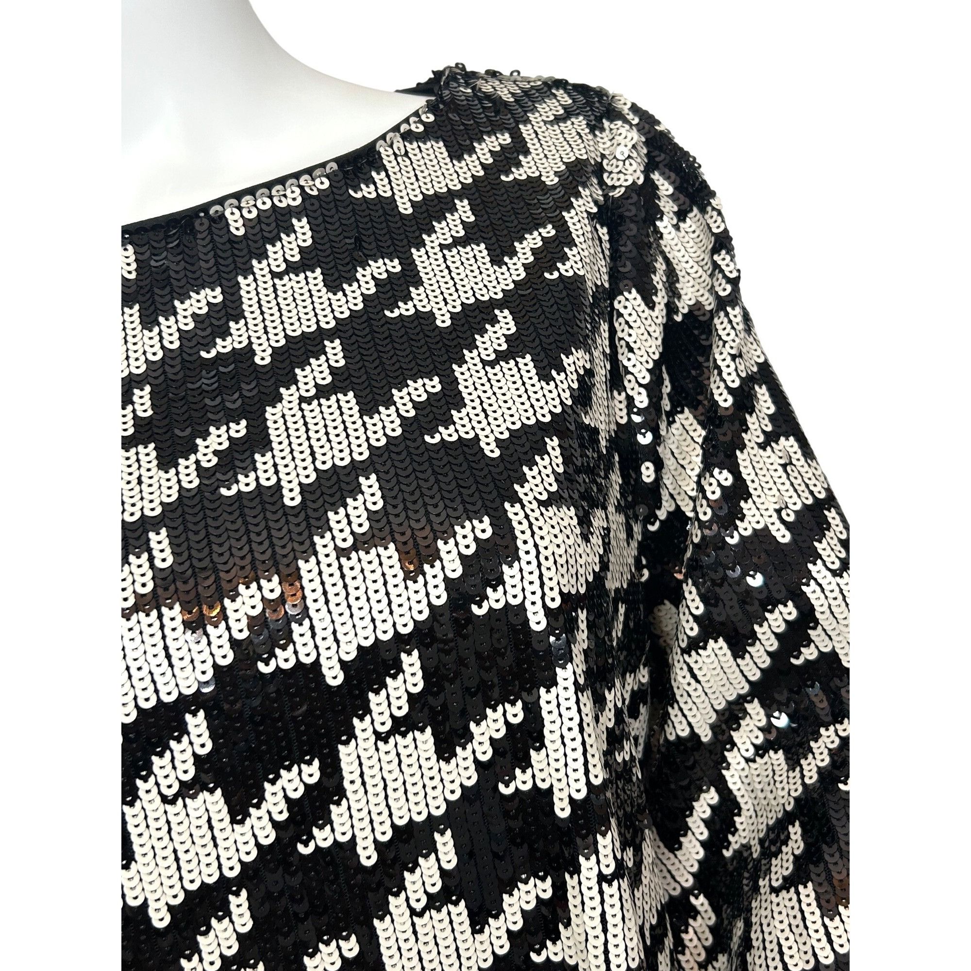 Chicos Chico’s Sequins Top Houndstooth Tunic Black White 1US M Spe Size M / US 6-8 / IT 42-44 - 11 Thumbnail