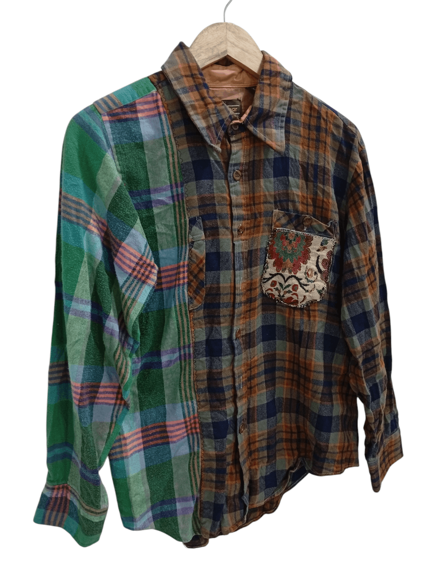 Flannel × Sears × Vintage 🔥🔥Vintage Sears Patchwork Plaid Flannel Shirt Size US M / EU 48-50 / 2 - 2 Thumbnail