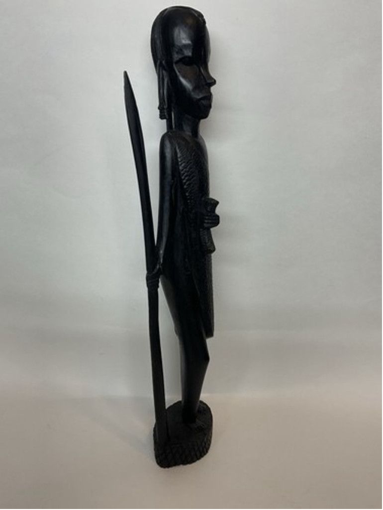 Other Hand Carved Wood Hunter Tribal Figure Kenyan Besmo 14.5” Size 26 - 13 Thumbnail
