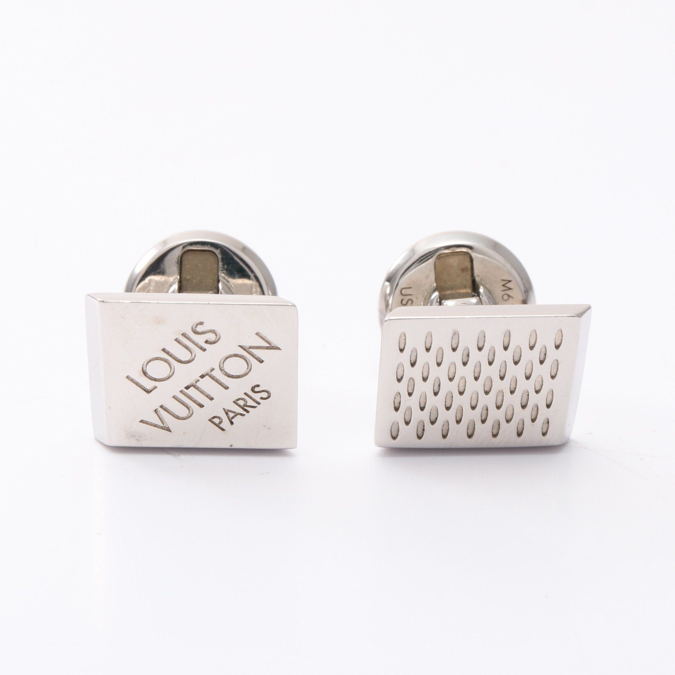 Louis Vuitton Bouton De Manchette Damier Cufflink Silver