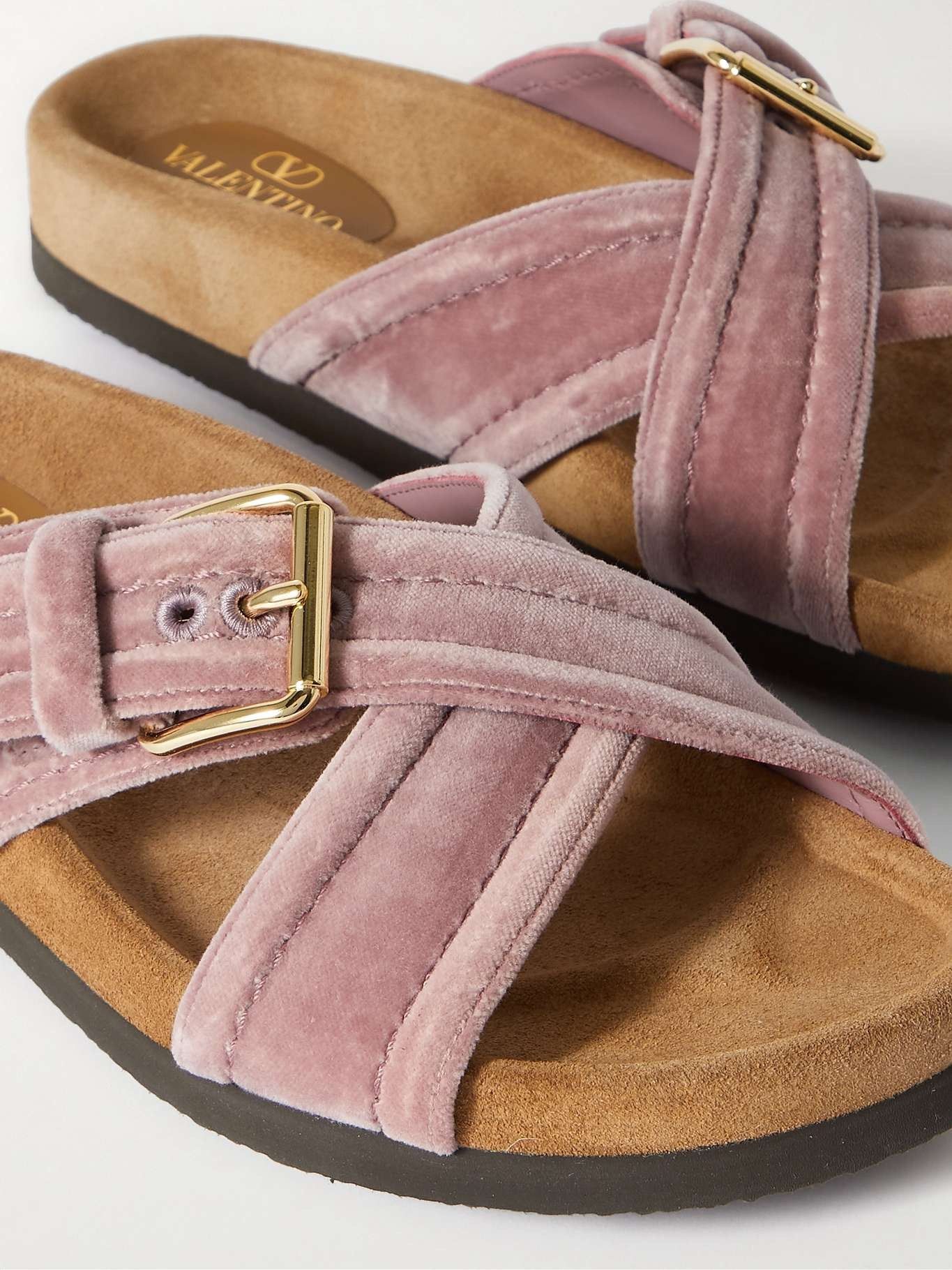 Valentino oc11z0825 Buckled Velvet Slides in Blush Pink Size US 6 / IT 36 - 4 Thumbnail