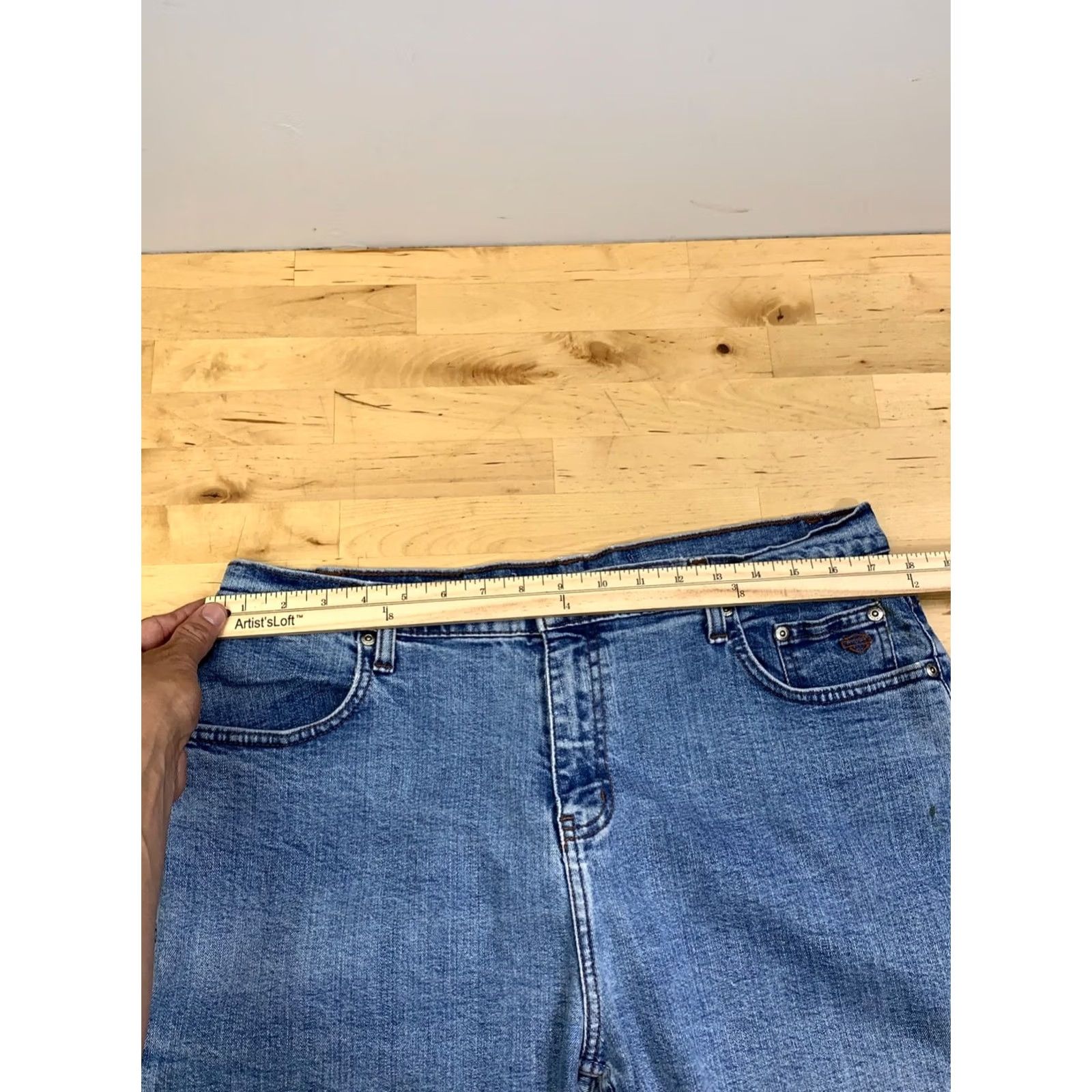 Harley Davidson Harley-Davidson Denim Jean Shorts Men 34 Jorts 9" Inseam Casual Blue Denim - Harley-Davidson Mens 34 Regular Short Style Biker Pockets Summer Spring Size US 34 / EU 50 - 5 Thumbnail