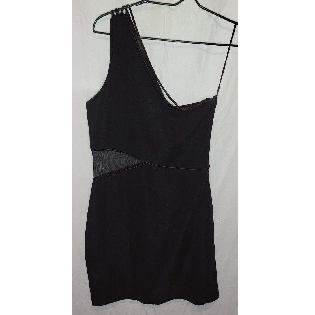 Other Jump Black One-Shoulder Mesh Peek Side Bodycon Dress Size M Size M / US 6-8 / IT 42-44 - 1 Thumbnail