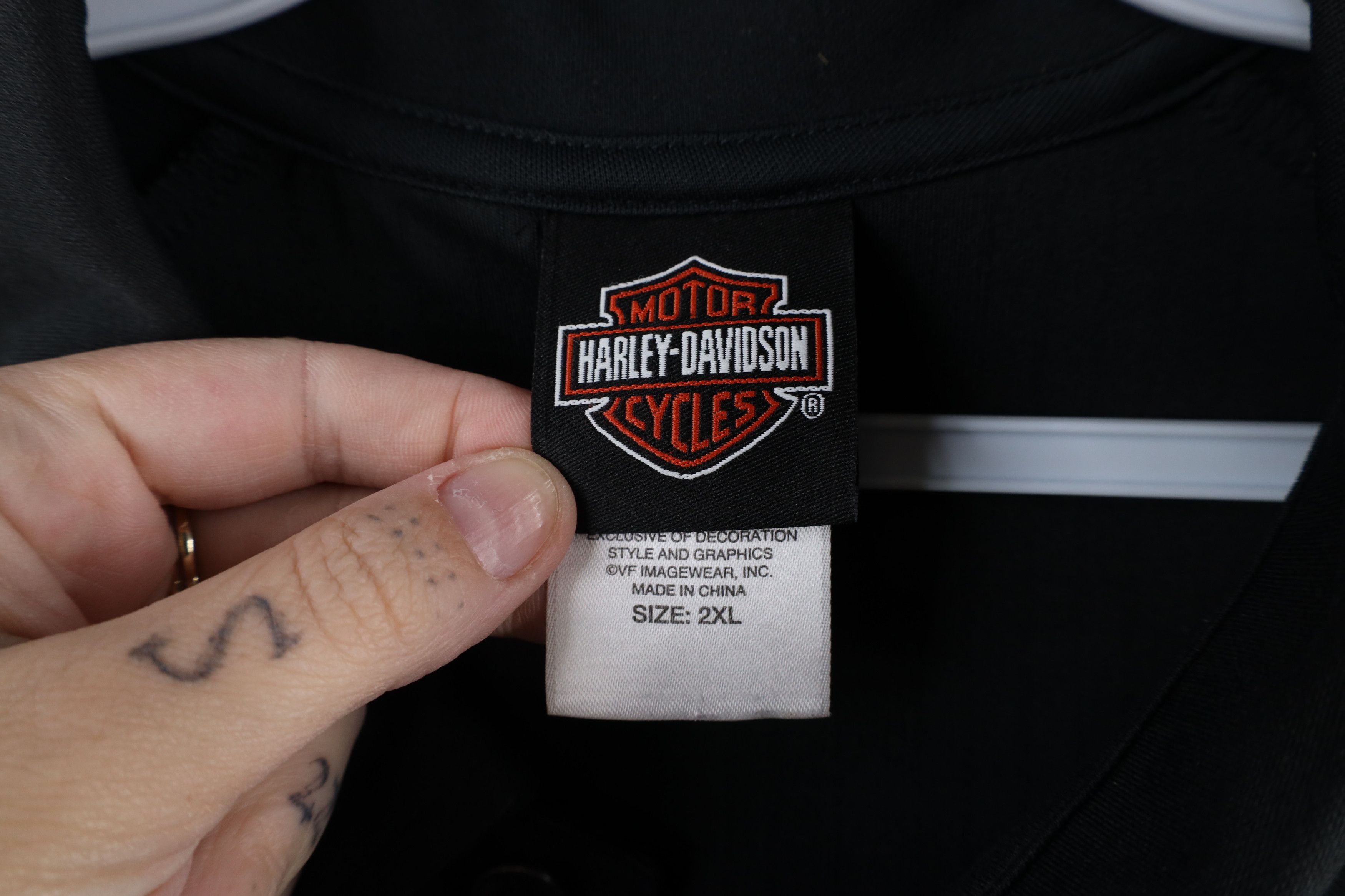 Harley Davidson × Vintage Vintage Y2K Harley Davidson Short Sleeve Polo Shirt Black Size US XXL / EU 58 / 5 - 7 Thumbnail