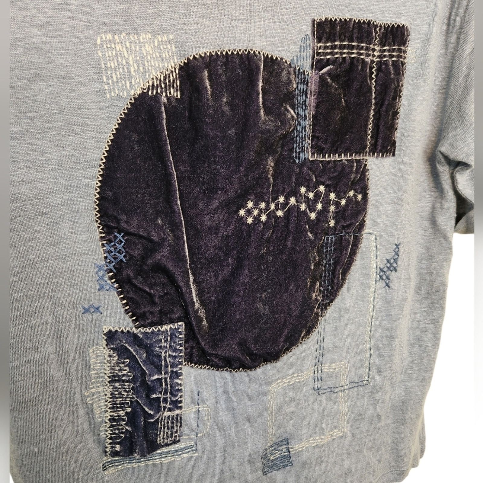 Anthropologie Anthropologie Akemi + Kin Linen Velvet Patchwork Tee XS Size XS / US 0-2 / IT 36-38 - 5 Thumbnail