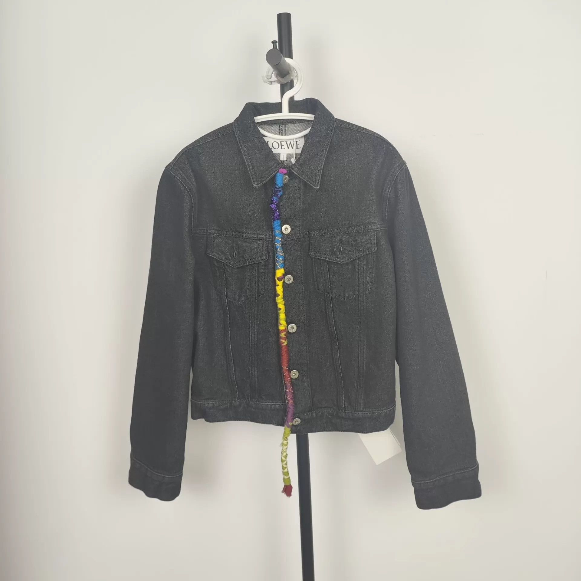 Loewe LOEWE Leather Patch Logo Denim Jacket Black 42 Size US XS / EU 42 / 0 - 1 Thumbnail