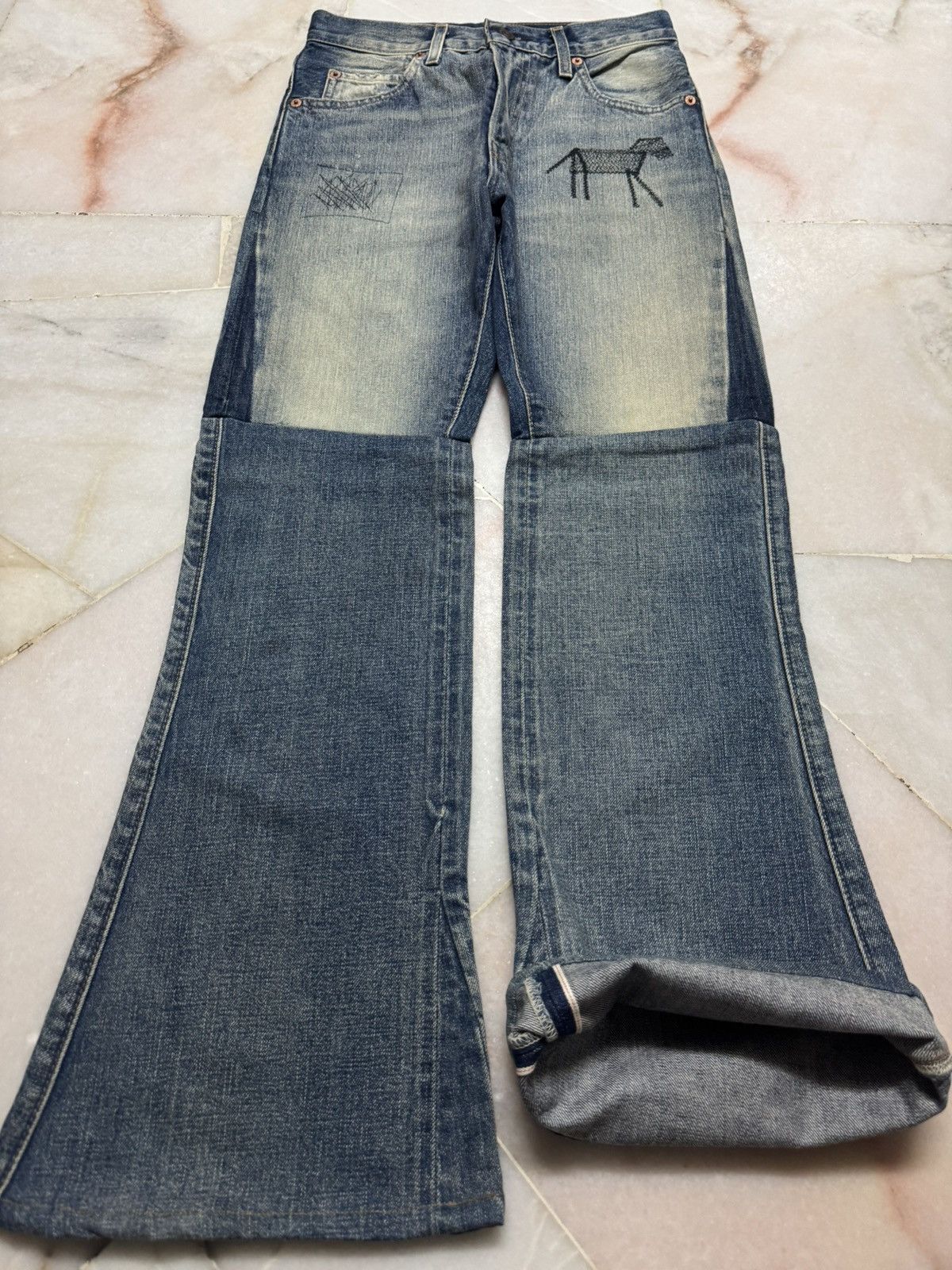 Levi's 💥RARE SELVEDGE💥LEVI'S ( LVC ) 505 BELL BOTTOM BIG E MUDWASH Size US 26 / EU 42 - 8 Thumbnail