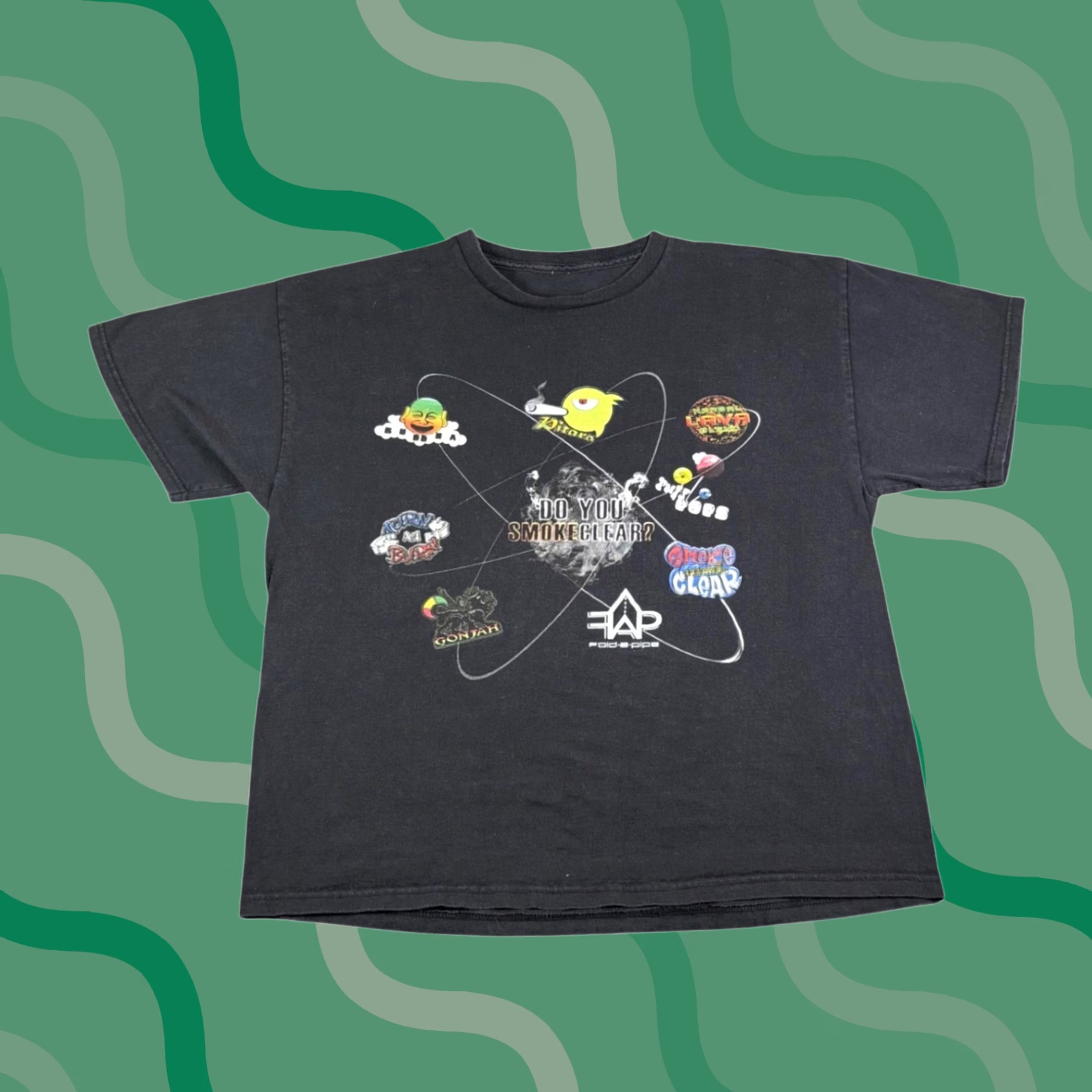 Logo 7 VINTAGE Black Multi Logo Mens XL T-Shirt Streetwear Graphic 90s Smokeclear Size US XL / EU 56 / 4 - 1 Thumbnail