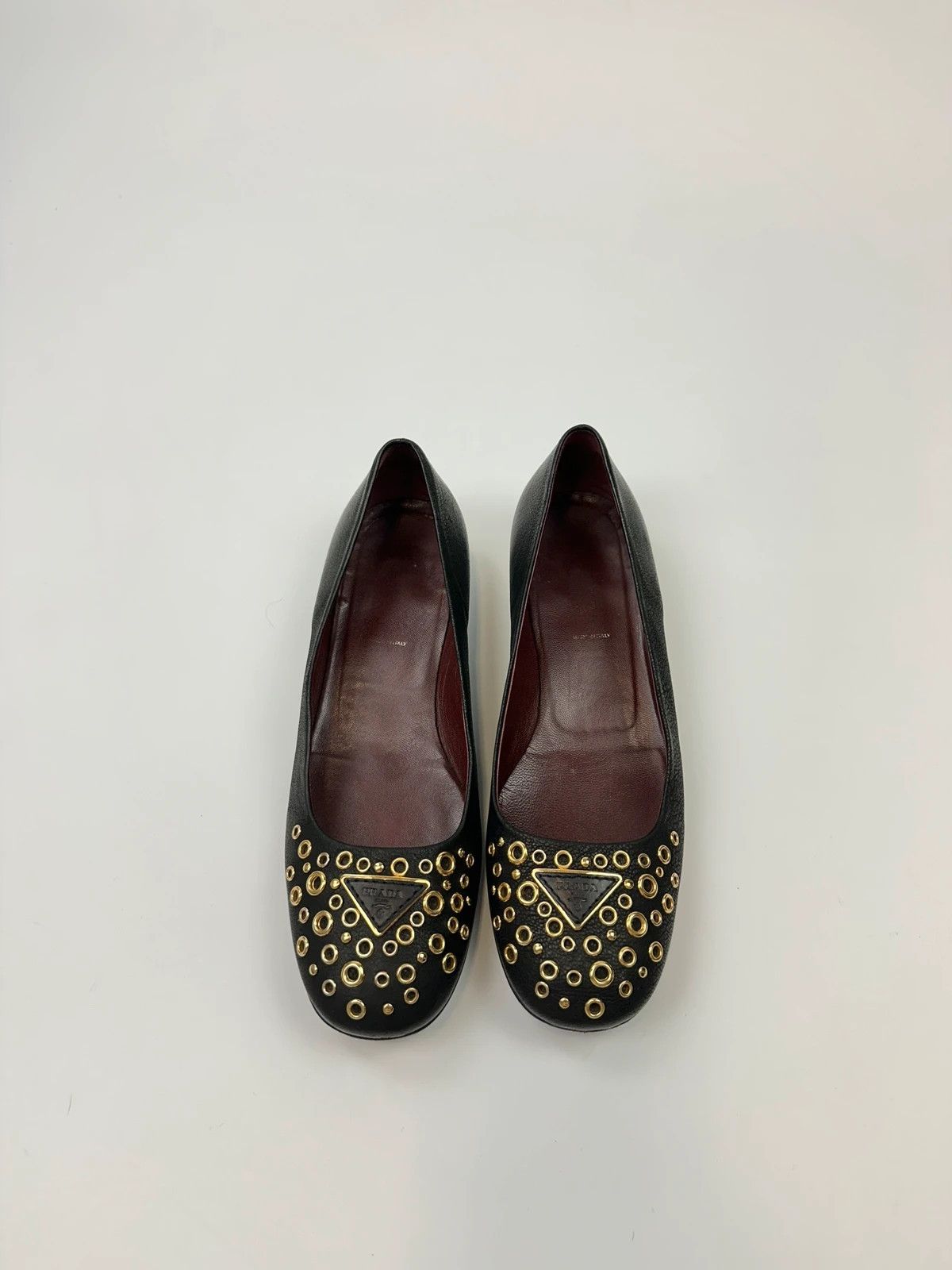 Prada Prada Milano Black Grained Leather With Gold Eyelet Loafer Size US 6 / IT 36 - 3 Thumbnail