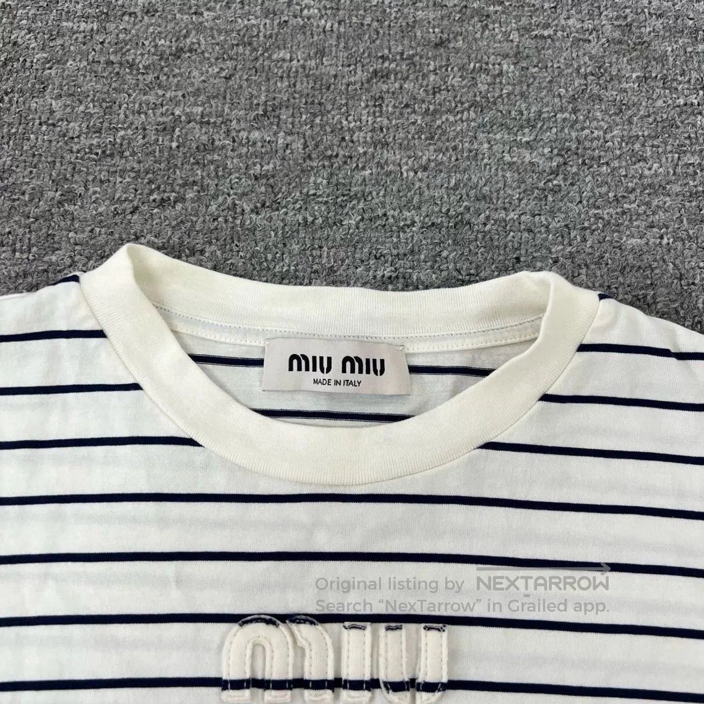 Miu Miu Miu Miu Embroidered Logo Striped T. Size XS / US 0-2 / IT 36-38 - 6 Thumbnail