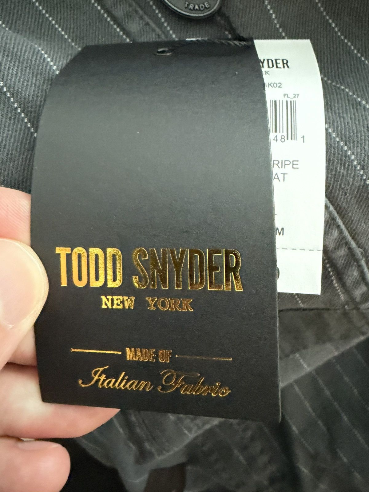 Todd Snyder Overdye stripe studio coat in charcoal Size 42L - 4 Thumbnail