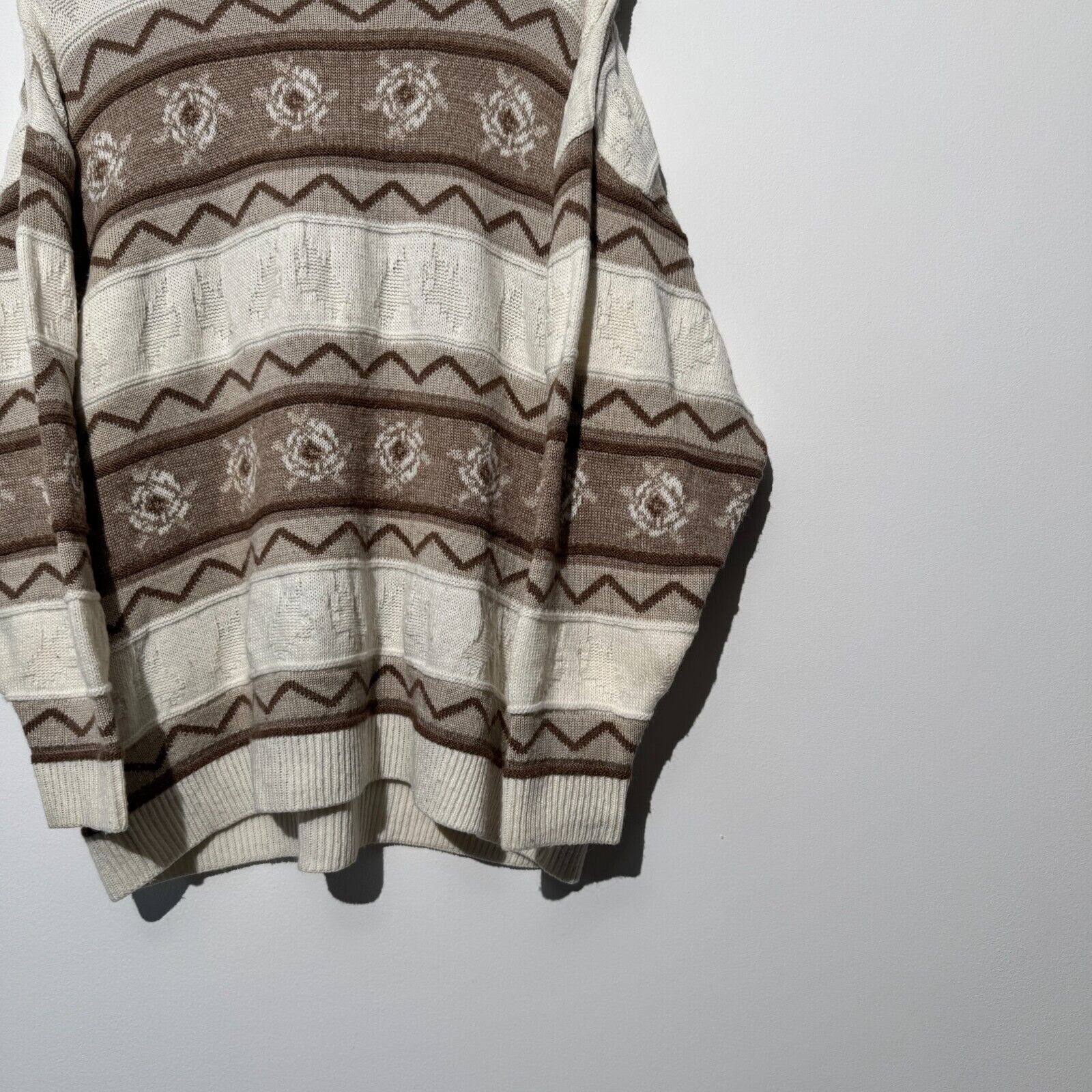 Vintage Vintage Unisex Beige Brown Wool Sweater Size L Regular Fit Size US L / EU 52-54 / 3 - 5 Thumbnail