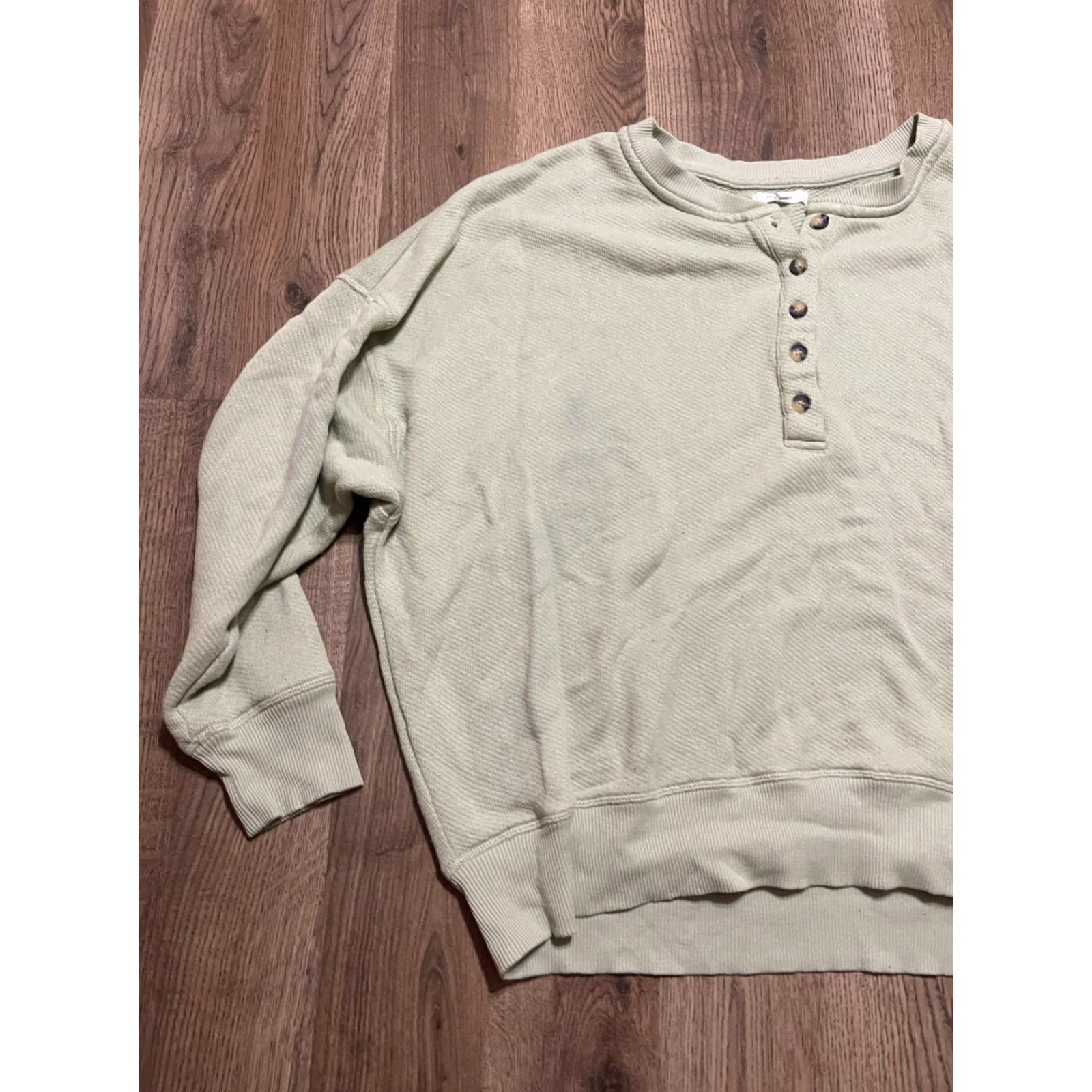Vintage Maurices Sweater Women's Medium Green 1/4 Buttons Pullover Long Sleeve Casual Fall Spring Summer - Regular Fit - Womens Size M / US 6-8 / IT 42-44 - 3 Thumbnail