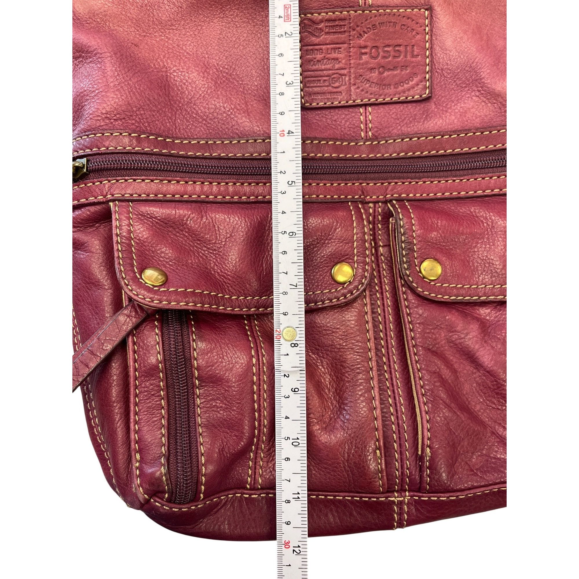 Fossil Fossil VTG wms red gold ware leather crossbody shoulder hand Size ONE SIZE - 2 Thumbnail