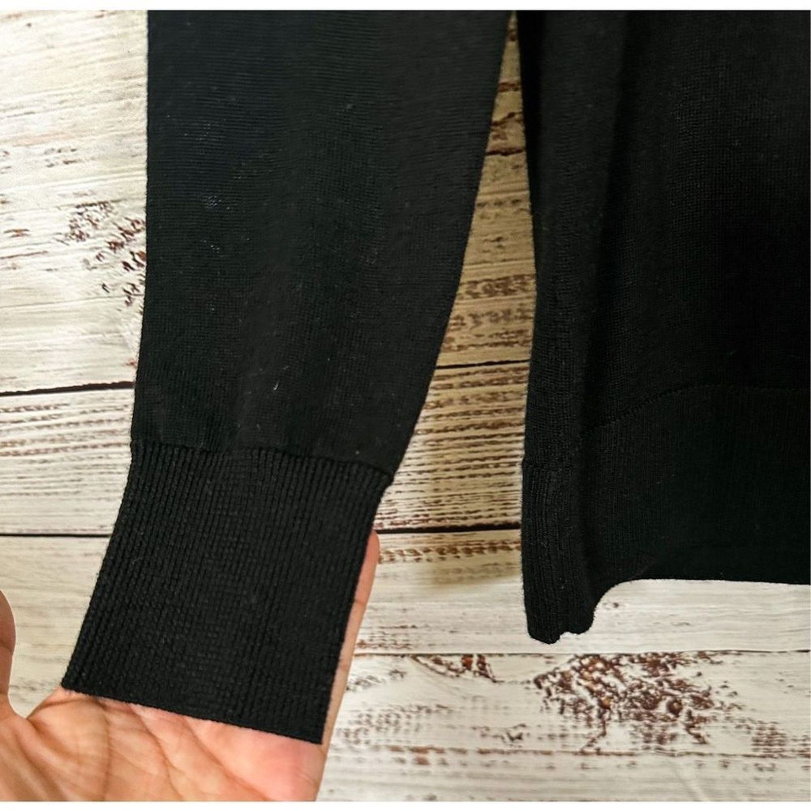 Sandro Sandro Paris Wool Cashmere Lace Accent Blouse Black, Small Size S / US 4 / IT 40 - 5 Thumbnail