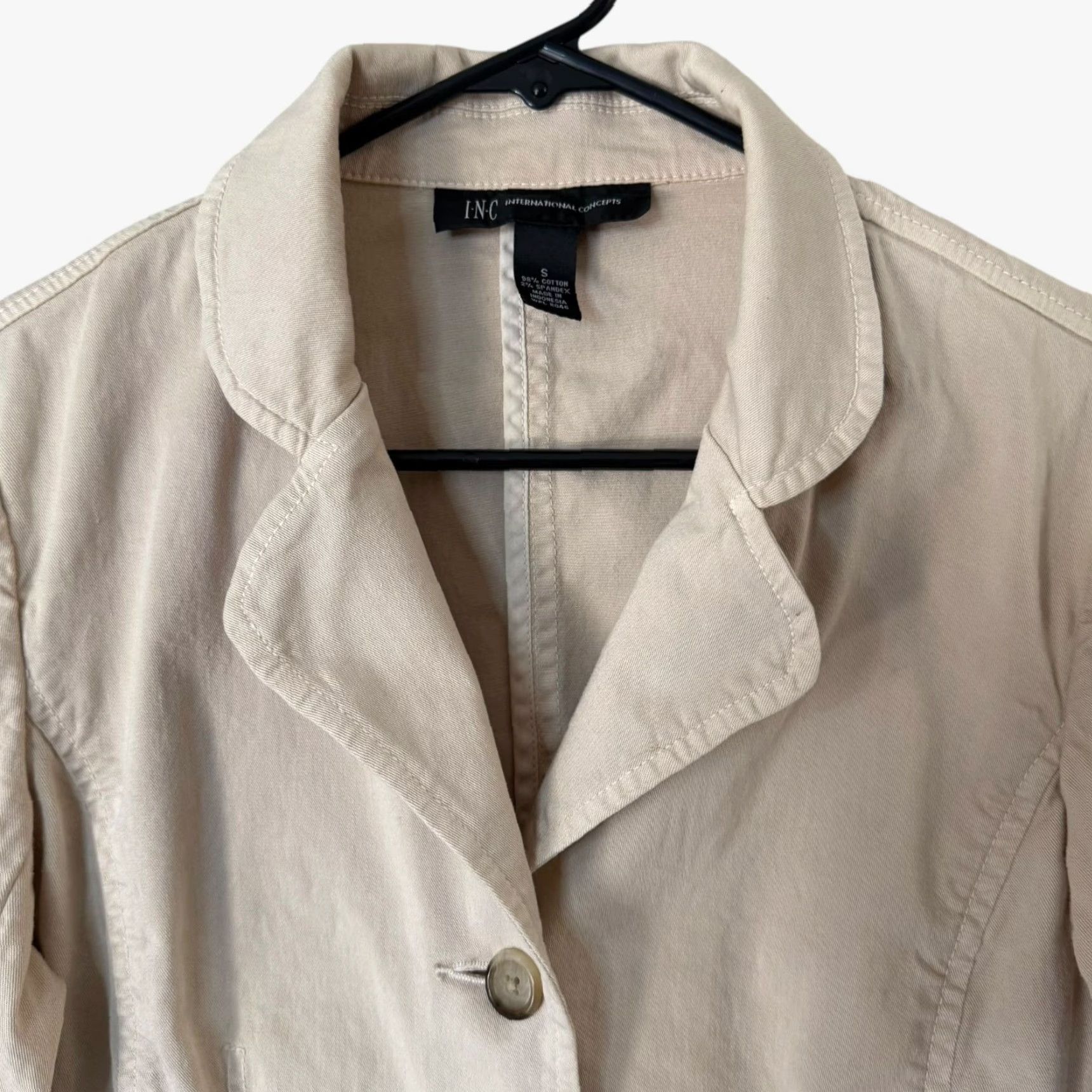 Vintage VINTAGE I.N.C. International Concepts Women's Jacket S Beige Ombre Tie-Dye Cotton Long Sleeve Casual Winter Size S / US 4 / IT 40 - 5 Thumbnail