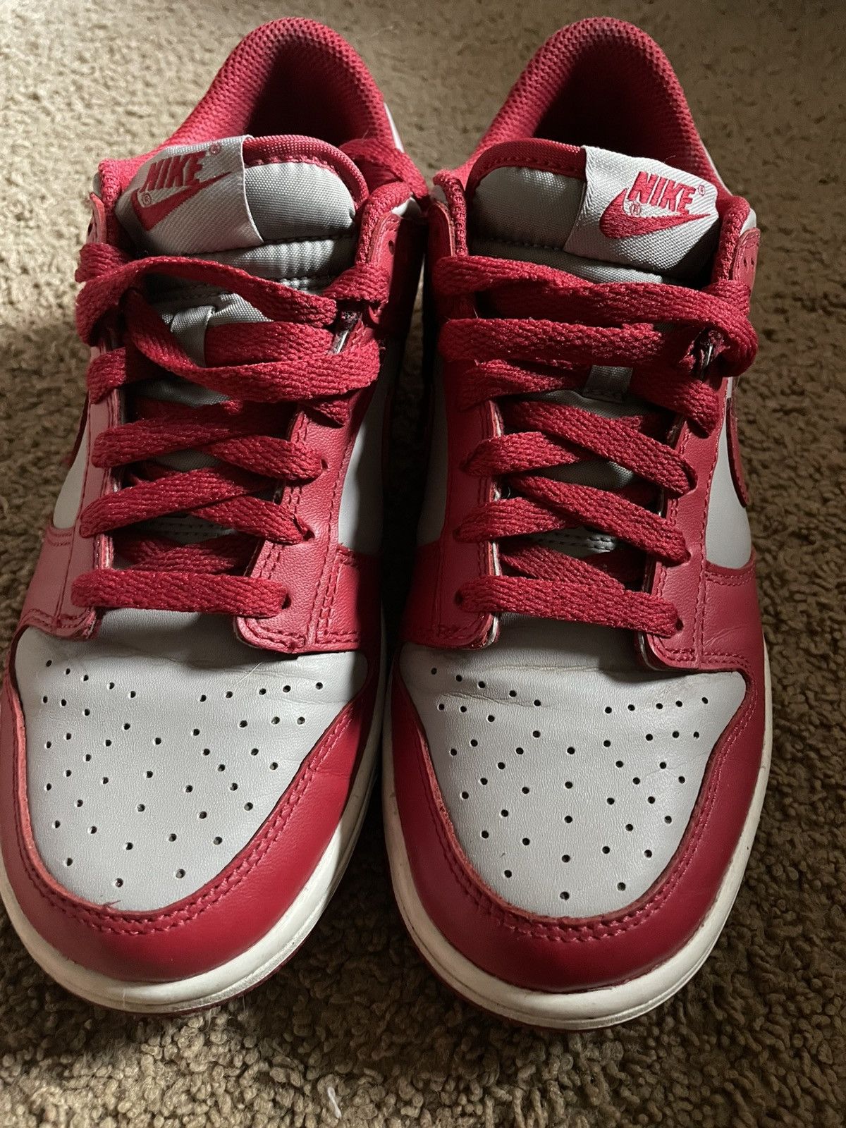 Nike Nike Dunk Low Medium Grey/Varsity Red-White Size 7 Women Size US 7 / IT 37 - 3 Thumbnail