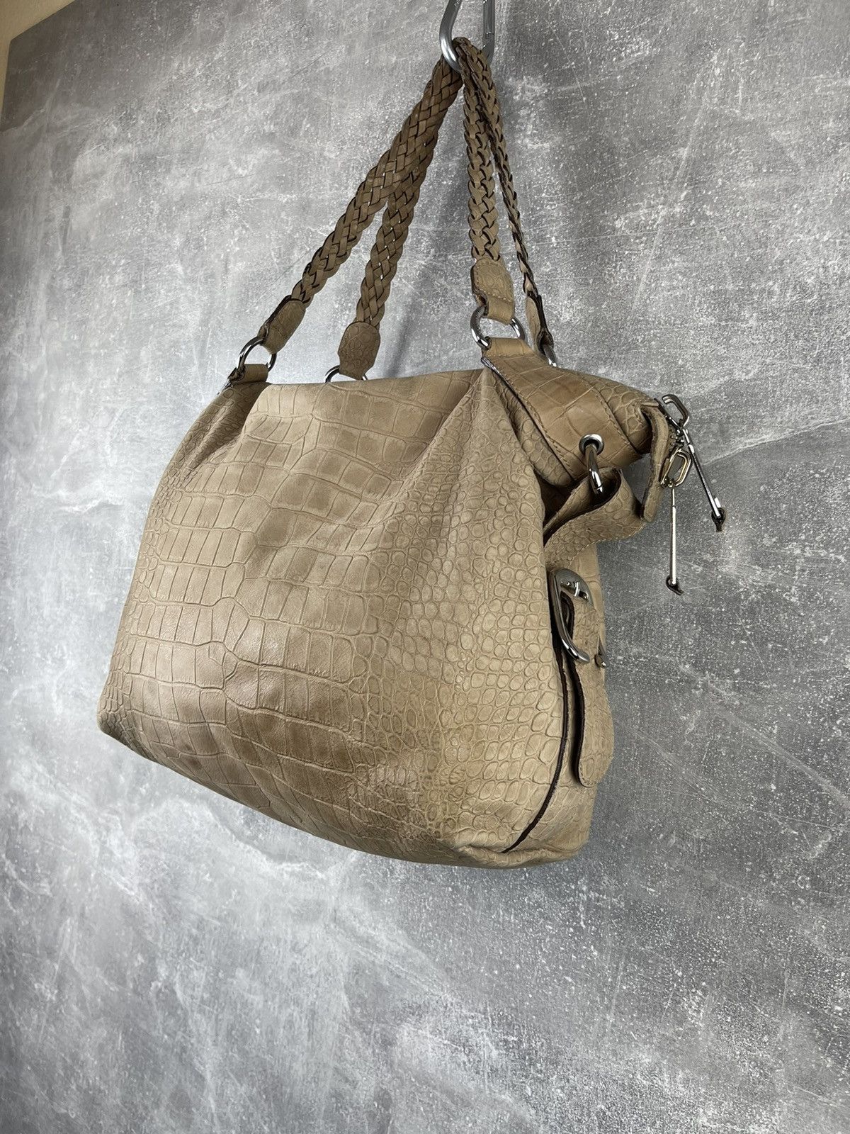 Bogner × Genuine Leather Bogner HandCrafted Croc Embossed Leather Tote Shoulder Bag Size ONE SIZE - 6 Thumbnail