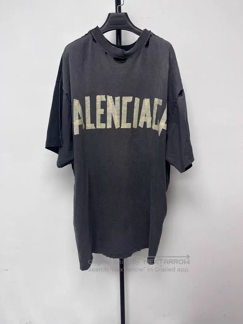 Balenciaga Balenciaga Tape Letter Logo Printed Round Neck Short Sleev Size US XL / EU 56 / 4 - 2 Thumbnail