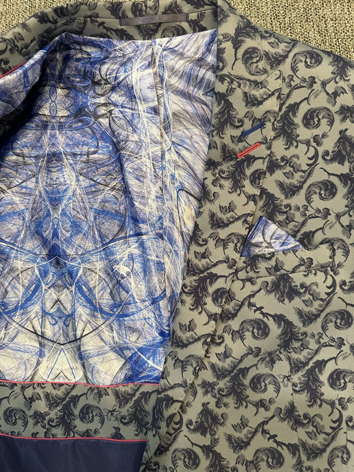 Maceoo MACEOO Paris Men’s Descartes Swirl Blue Blazer Size 40/3 NWT Size 40R - 10 Thumbnail