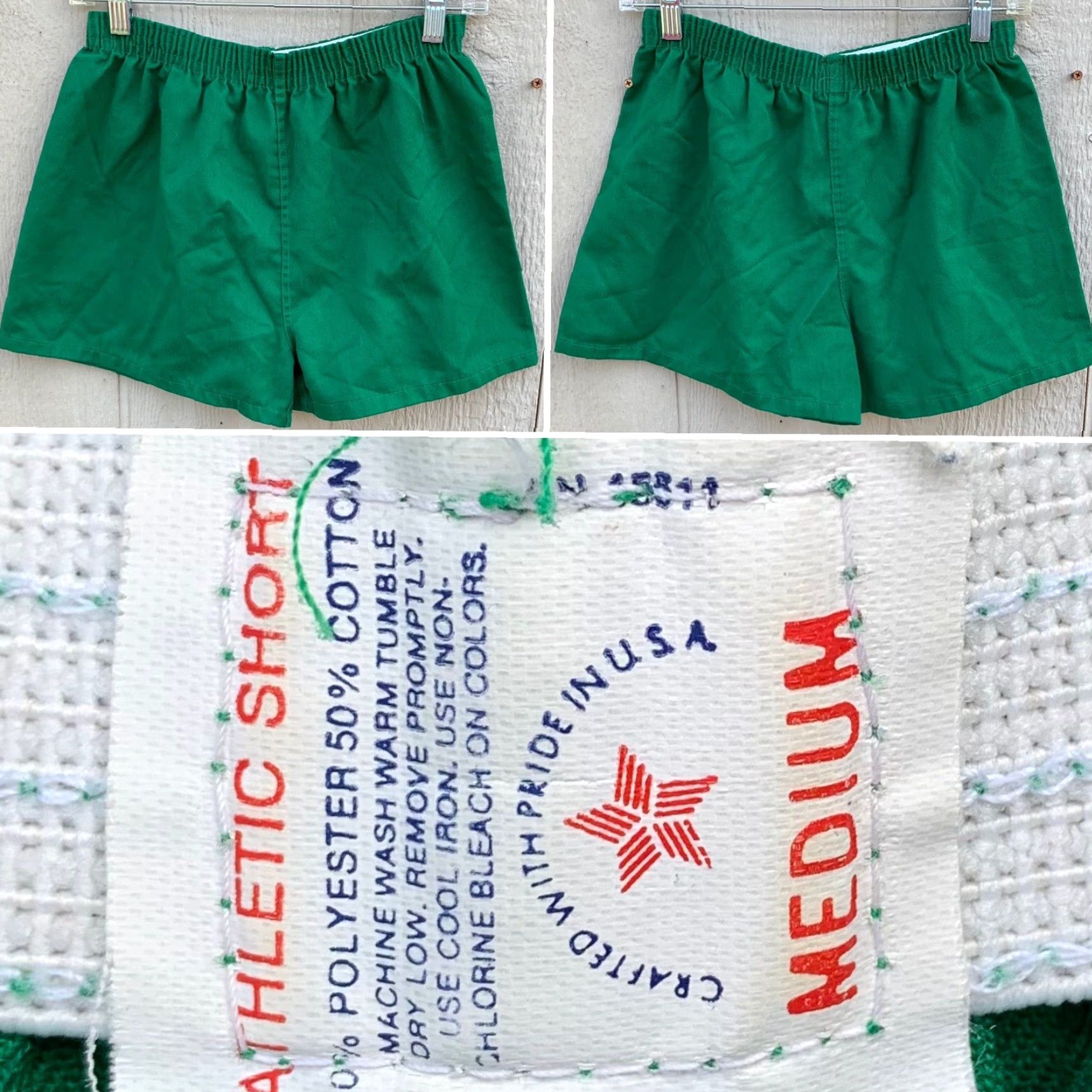 Vintage VINTAGE Jefferson Knitting Mills Inc athletic short shorts PE shorts M green USA Size US 31 - 6 Thumbnail