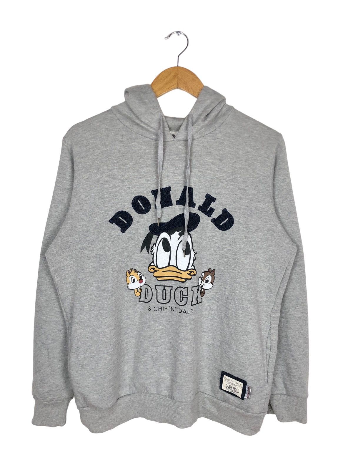 image of Vintage Donald Duck & Chip N Dale Harris Tweed Hoodie in Grey, Men's (Size Medium)
