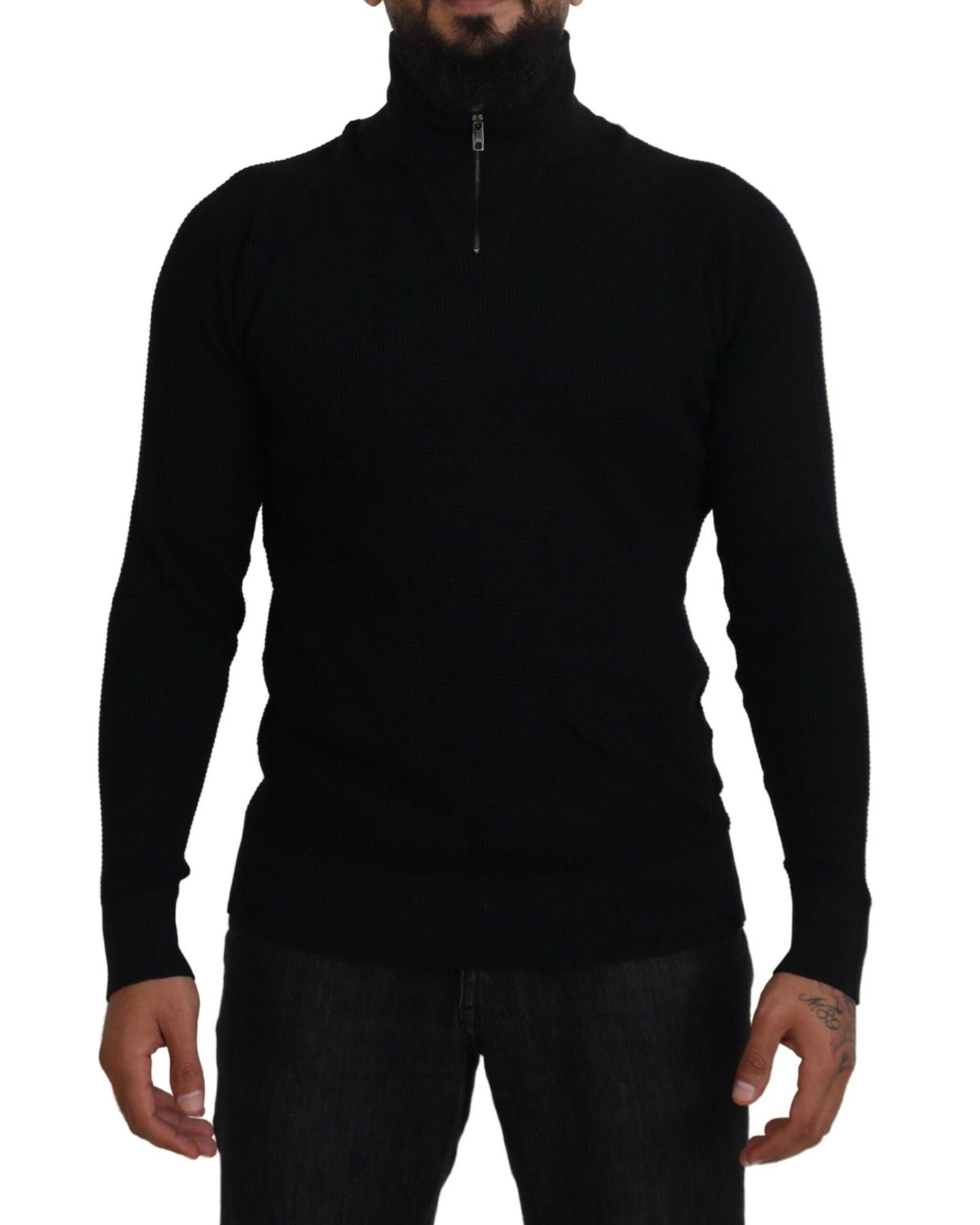 image of Dolce Gabbana Stunning Silk Blend Turtle Neck Pullover Sweater in Black, Men's (Size XL)