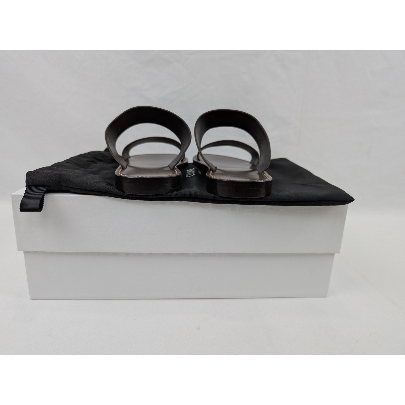 Celine o1rshd1 Calfskin-Vegetal Tanning Slides Slipper Dark Brown Size US 11 / EU 44 - 21 Thumbnail