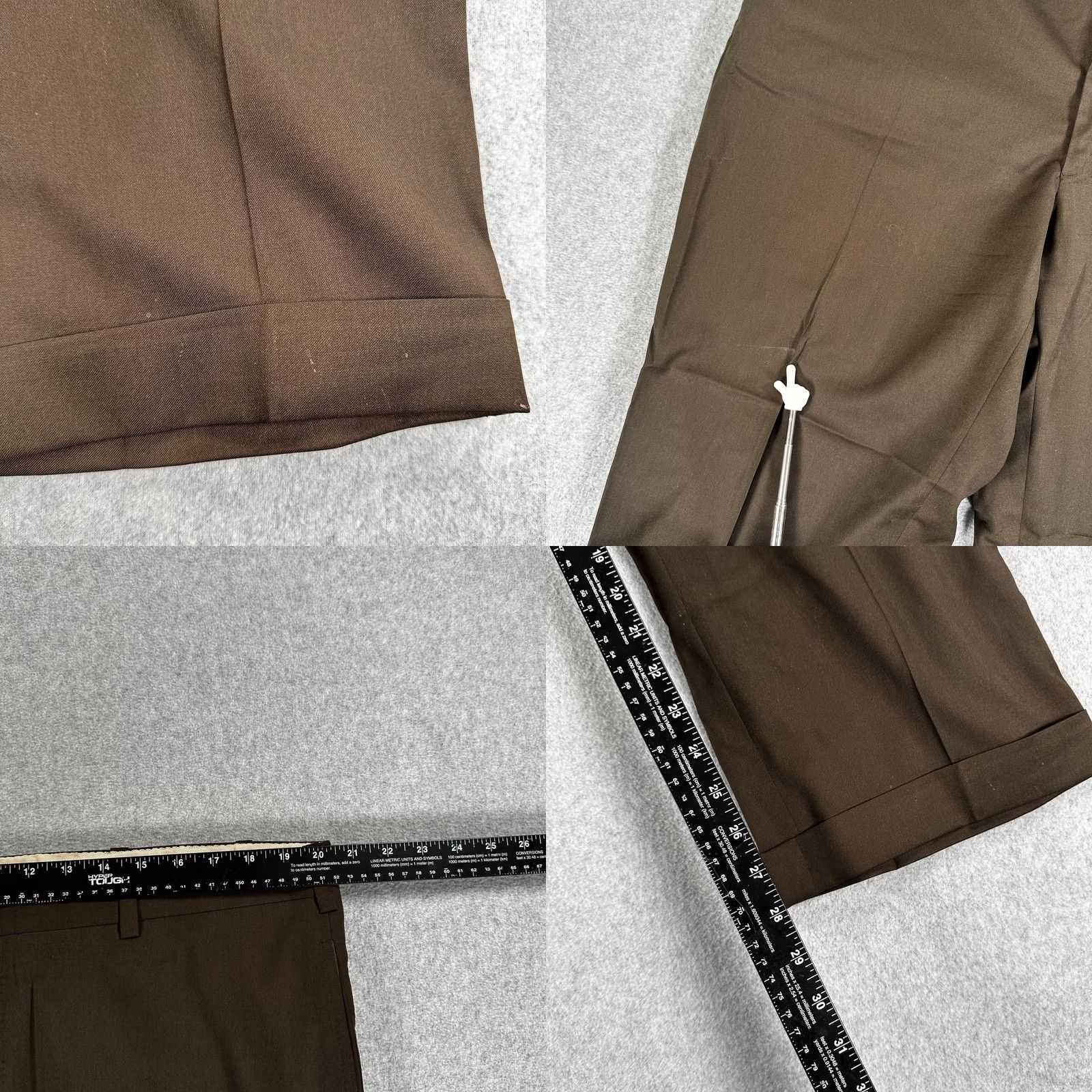 Vintage Oxford Clothes Mens Dress Pants 34x30 Brown Pleated Cuffed Straight Leg Business Formal Slashed Pockets Classic Fit Pants Boys? Size US 34 / EU 50 - 8 Thumbnail