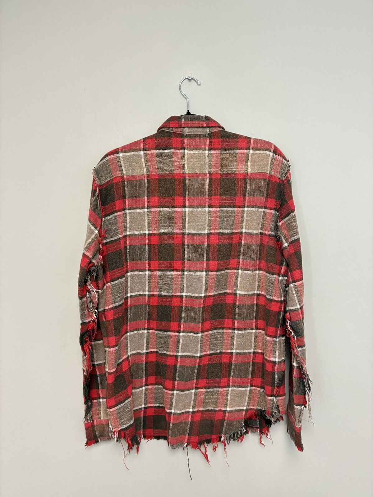 R13 Shredded seam Shirt red grey plaid medium Size M / US 6-8 / IT 42-44 - 12 Thumbnail