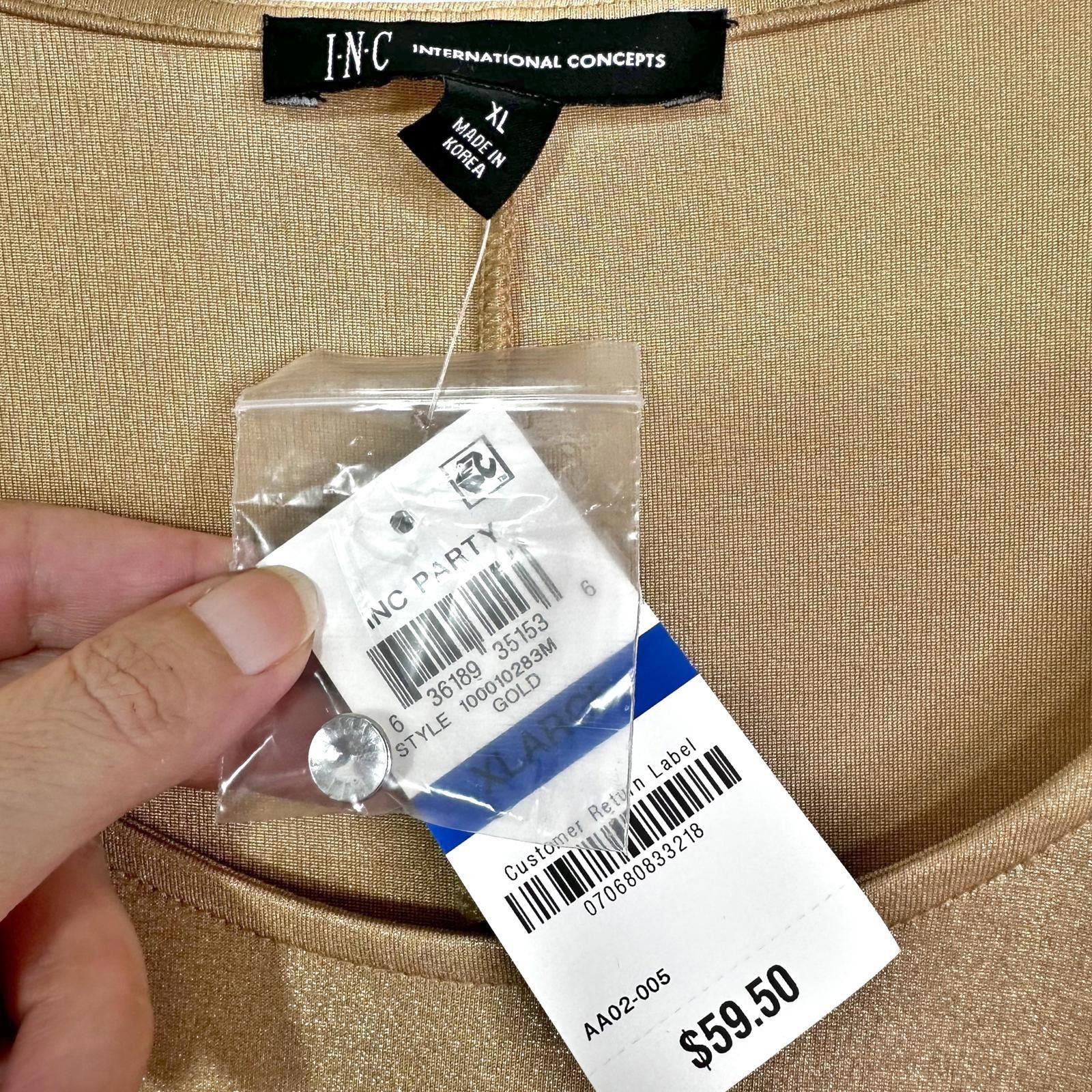 I.N.C NWT INC Int'l Concepts Cold Shoulder Top Gold Women XL Size XL / US 12-14 / IT 48-50 - 6 Thumbnail