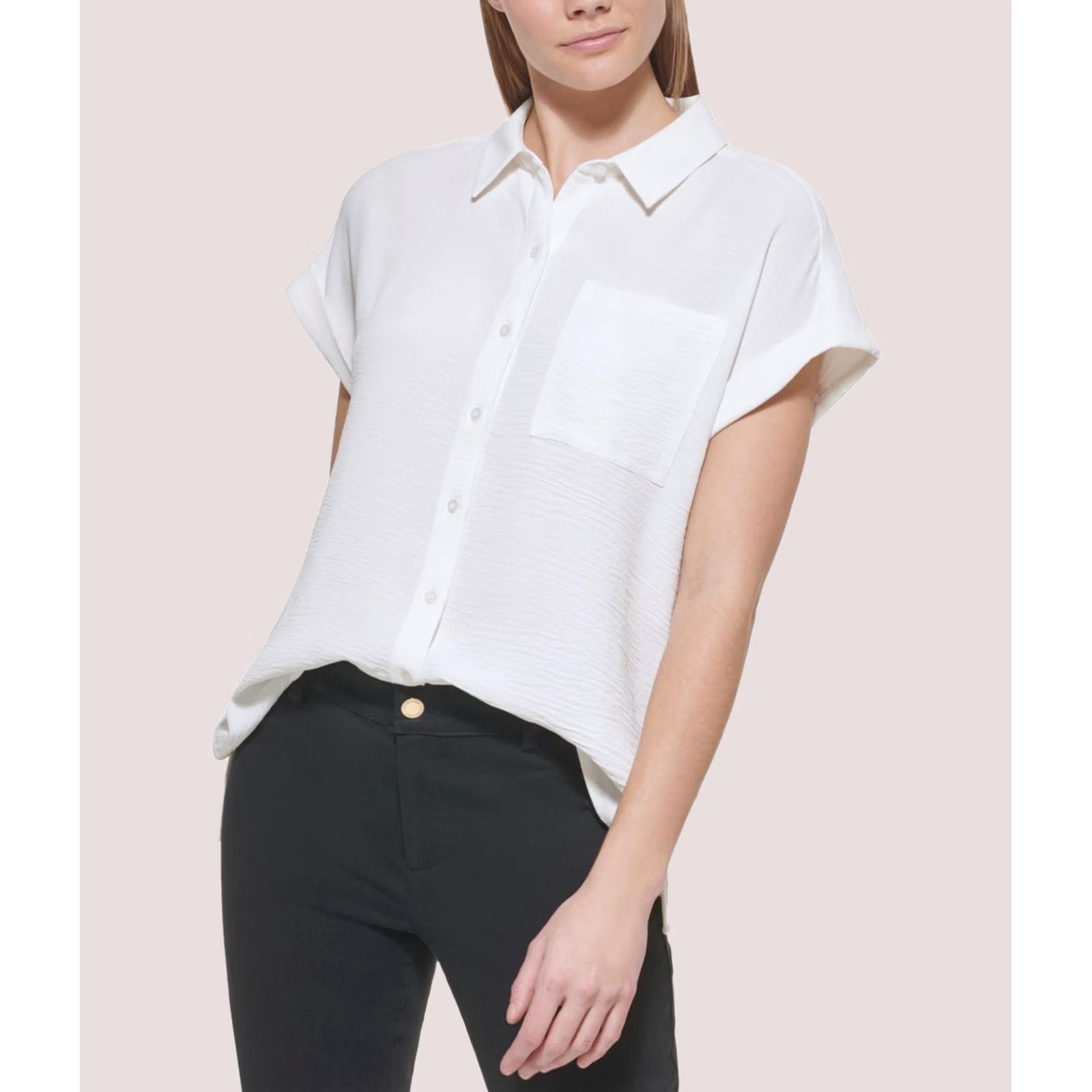 Calvin Klein Calvin Klein Womens Collared Button Up Shirt, white, M Size M / US 6-8 / IT 42-44 - 1 Thumbnail