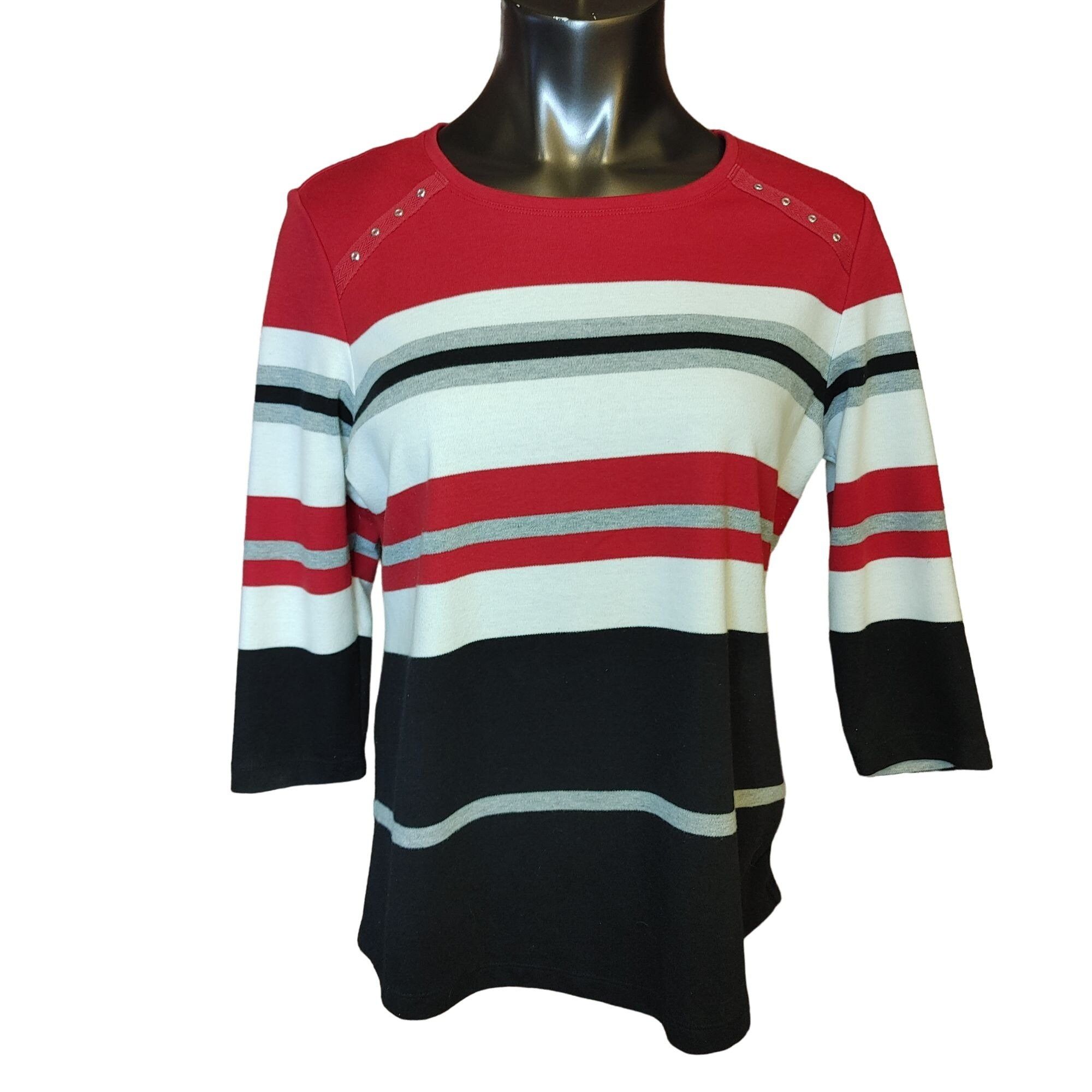 Other Karen Scott Sport Womens Petite L Red White Blue Embellished Size L / US 10 / IT 46 - 1 Thumbnail