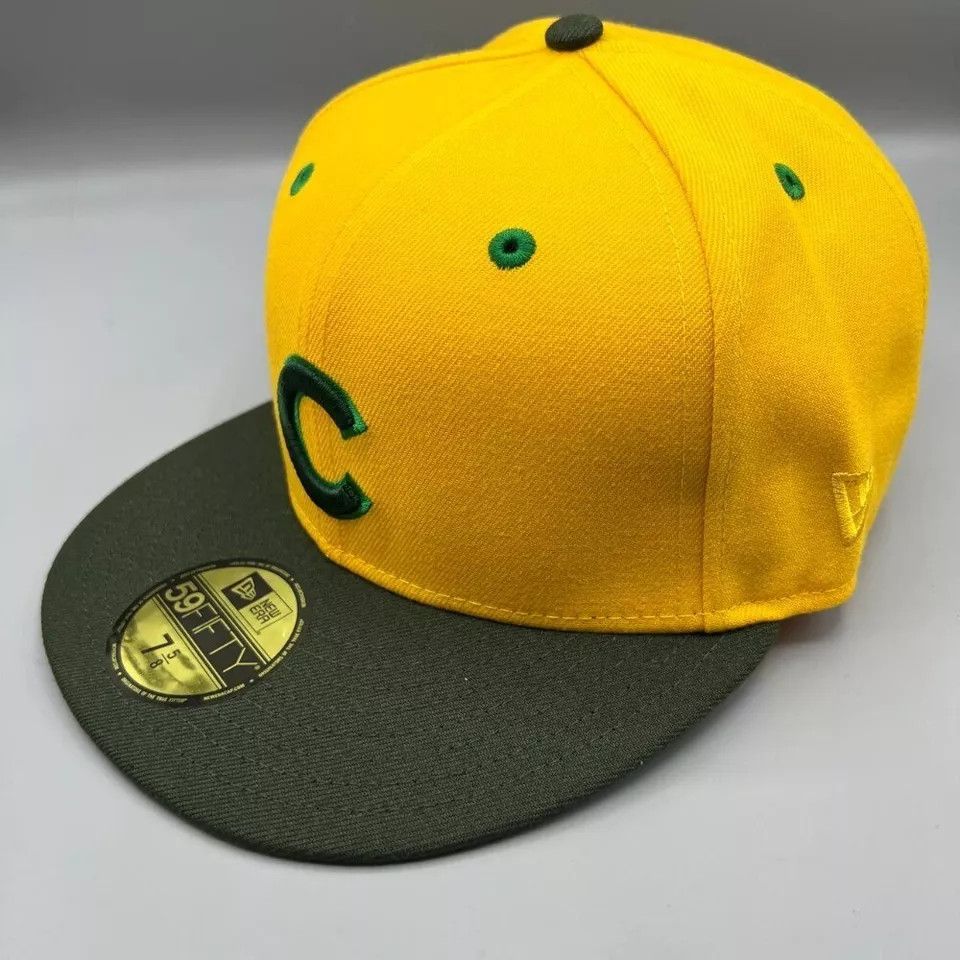 New Era Chicago Cubs Hat Men 7 5/8 Yellow 59Fifty New Era Fitted Cap Size ONE SIZE - 3 Thumbnail