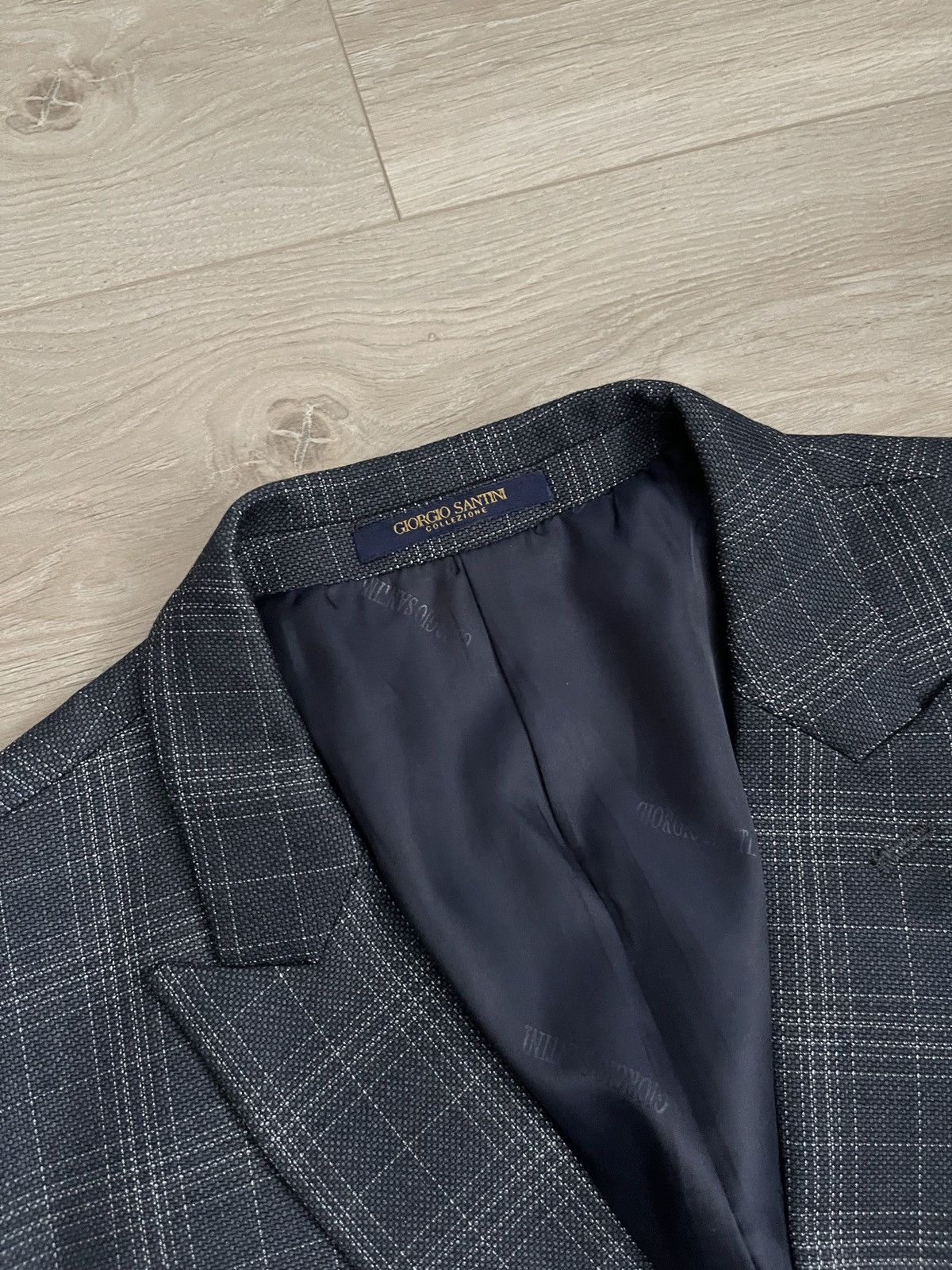 Vintage Double-breasted jacket dark blue giorgio santini collezione Size 46R - 9 Thumbnail