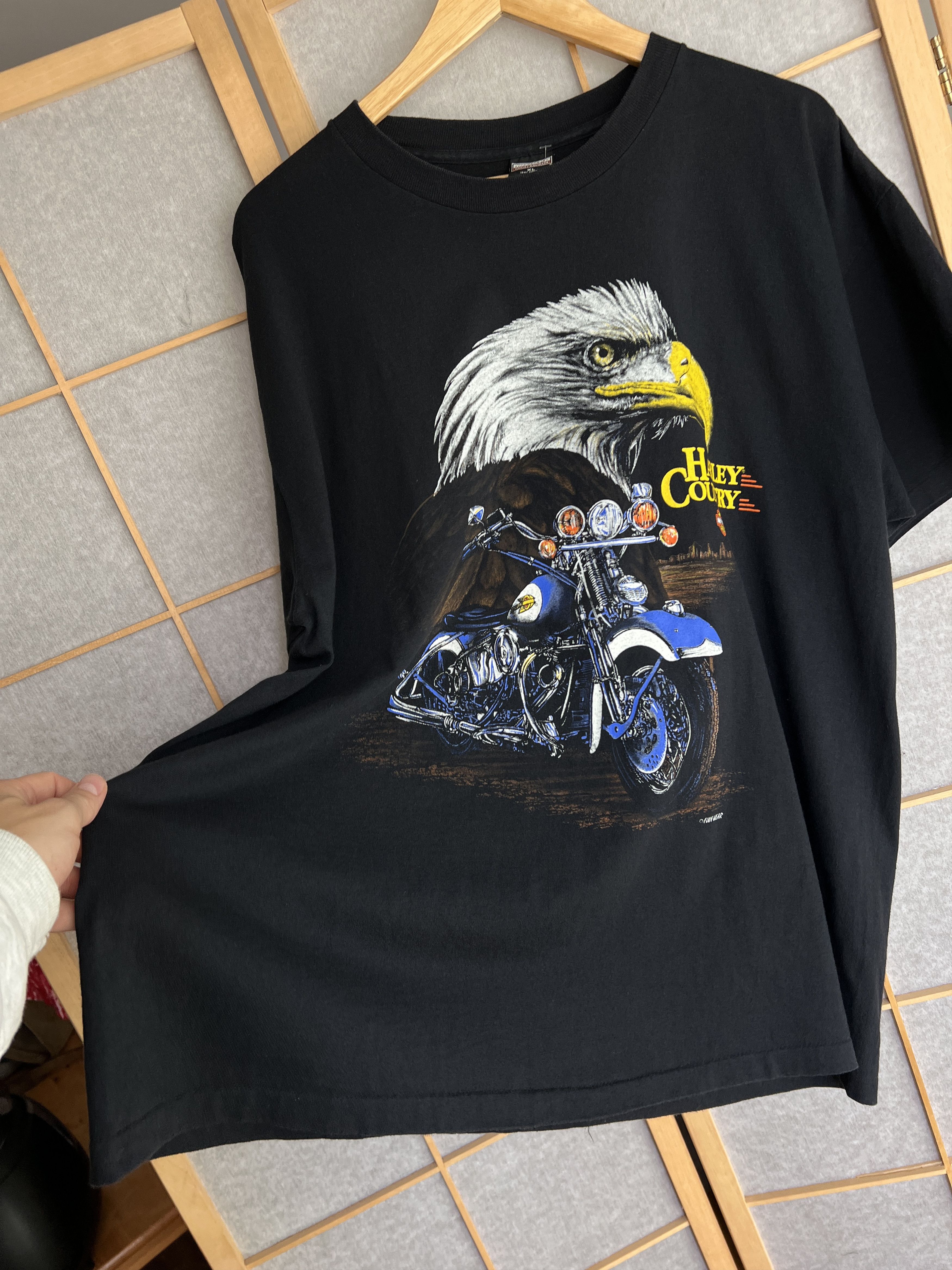 Harley Davidson Rare! HD 1990s USA Fun wear eagle t shirt single stitch tee Size US XL / EU 56 / 4 - 8 Thumbnail
