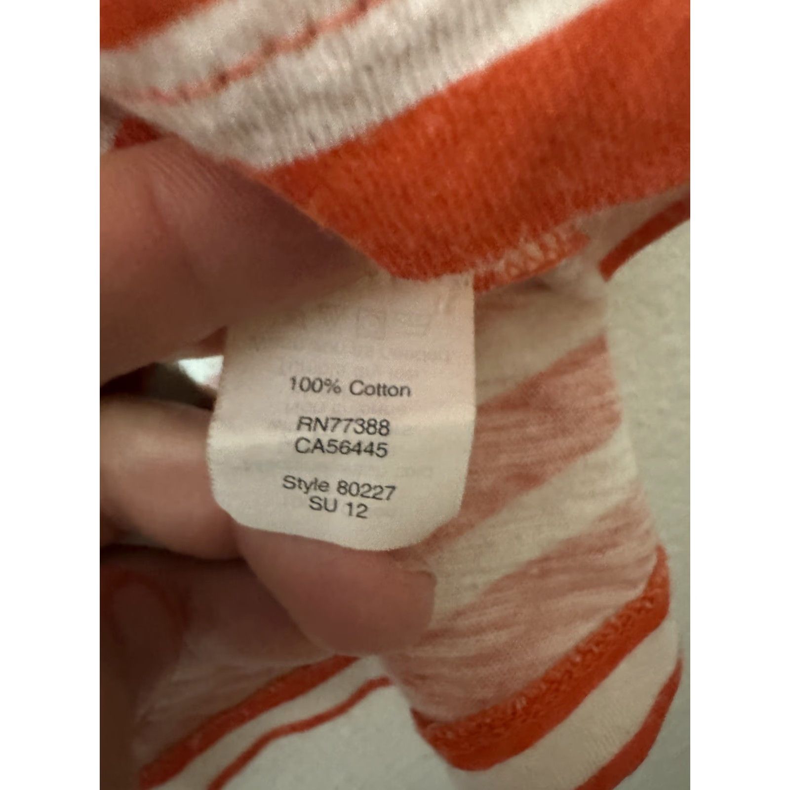 J.Crew J. Crew Womens Orange White 3/4 Sleeve Scoop Neck Striped T-Shirt XS Size XS / US 0-2 / IT 36-38 - 4 Thumbnail