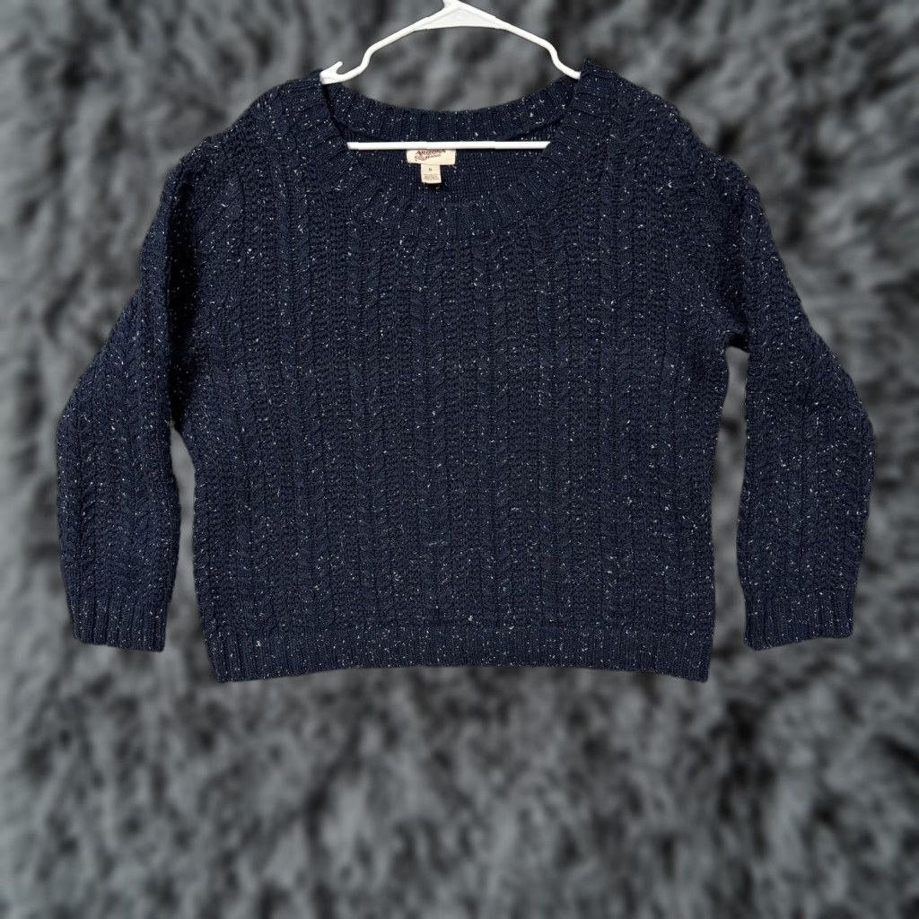 Vintage Arizona Jean Co Sweater XL Blue Speckled Cable Knit Chunky Cozy Cabincore Preppy Size XL / US 12-14 / IT 48-50 - 1 Thumbnail