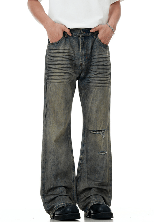 Japanese Brand × Jean American street cleanfit slightly flared washed ripped jeans Size US 32 / EU 48 - 1 Thumbnail