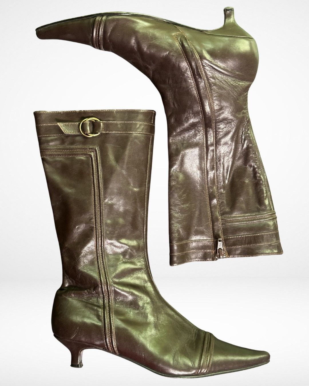 Morgan De Toi 2000s Low Heel Zippered Rider Boots Size US 7 / IT 37 - 6 Thumbnail