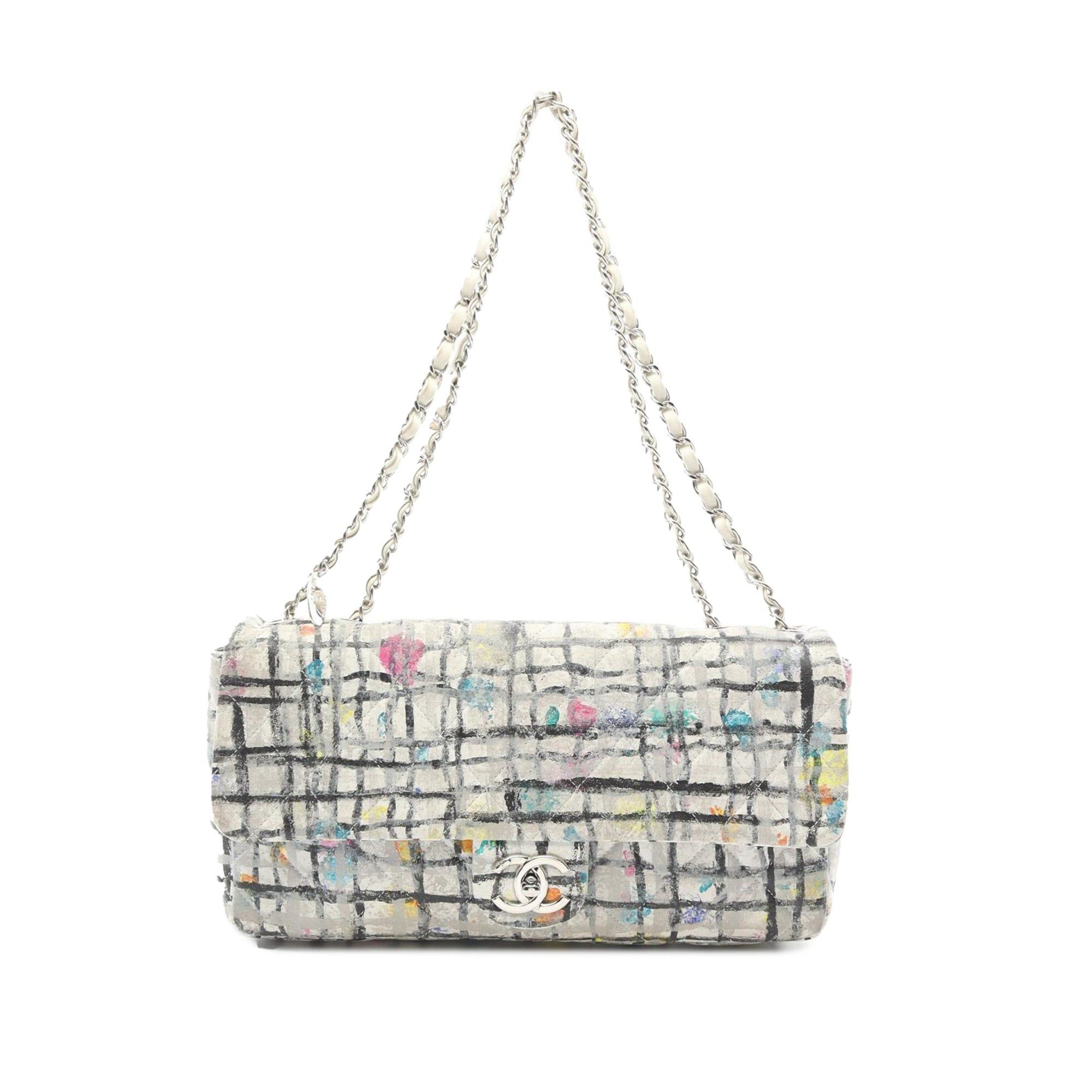 Chanel Chanel Medium Calfskin Hand Painted Graffiti Flap White Size ONE SIZE - 1 Thumbnail