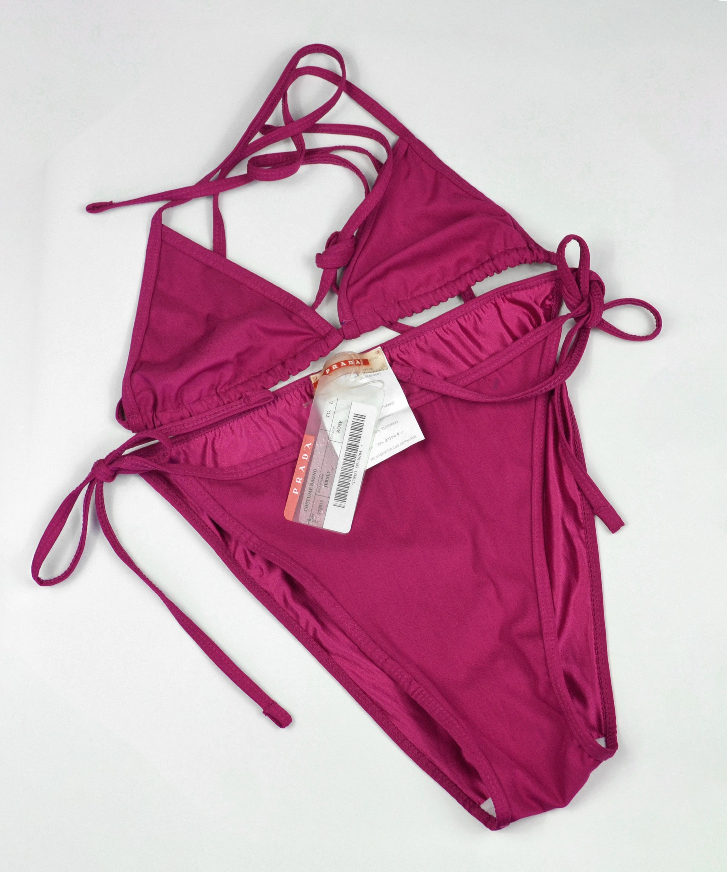 Pink x Prada Bikini Bra Swimsuit Beachwear Red Tab Nylon New, Women's
