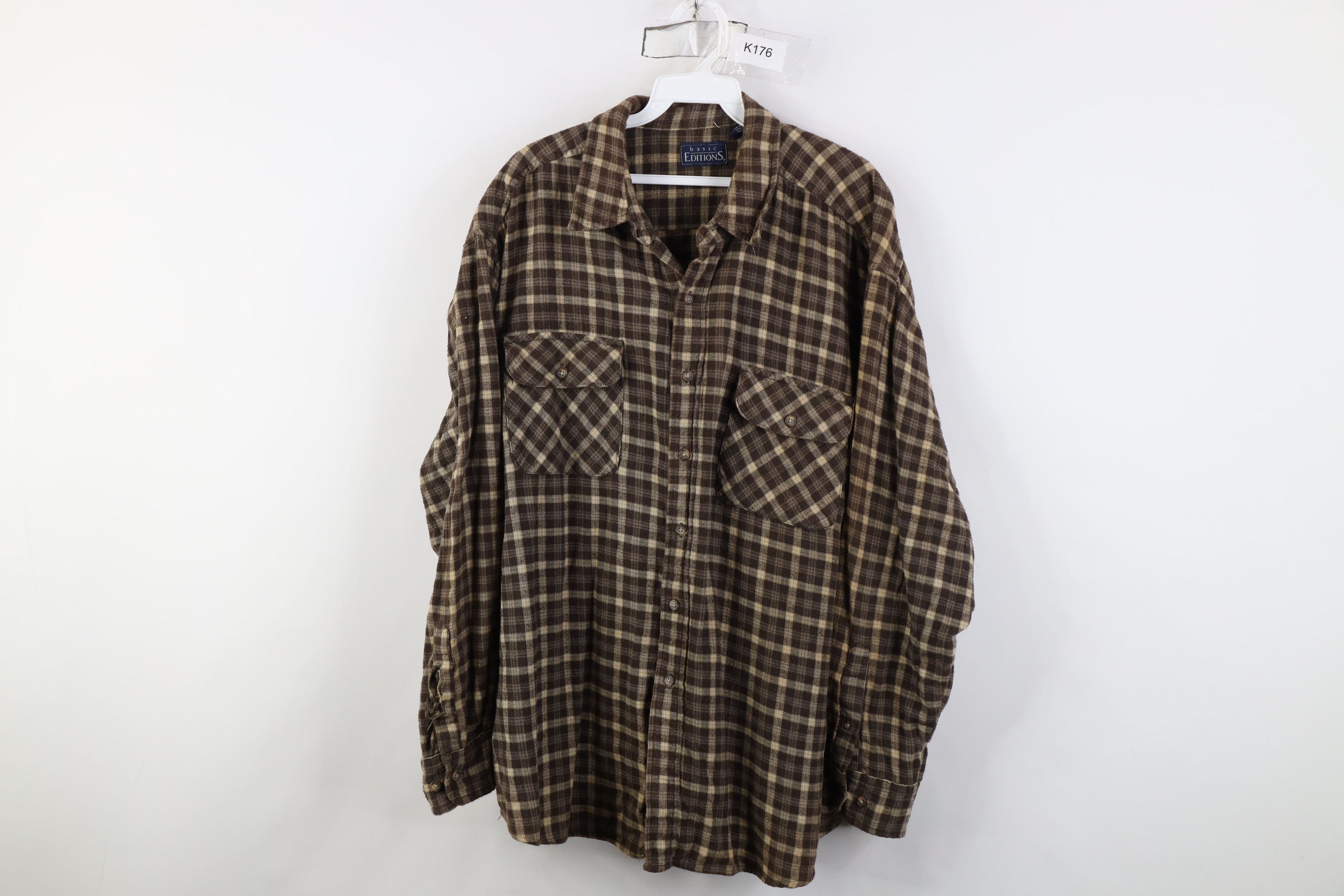 Vintage Vintage 90s Streetwear Collared Button Shirt Brown Plaid Size US XL / EU 56 / 4 - 1 Thumbnail