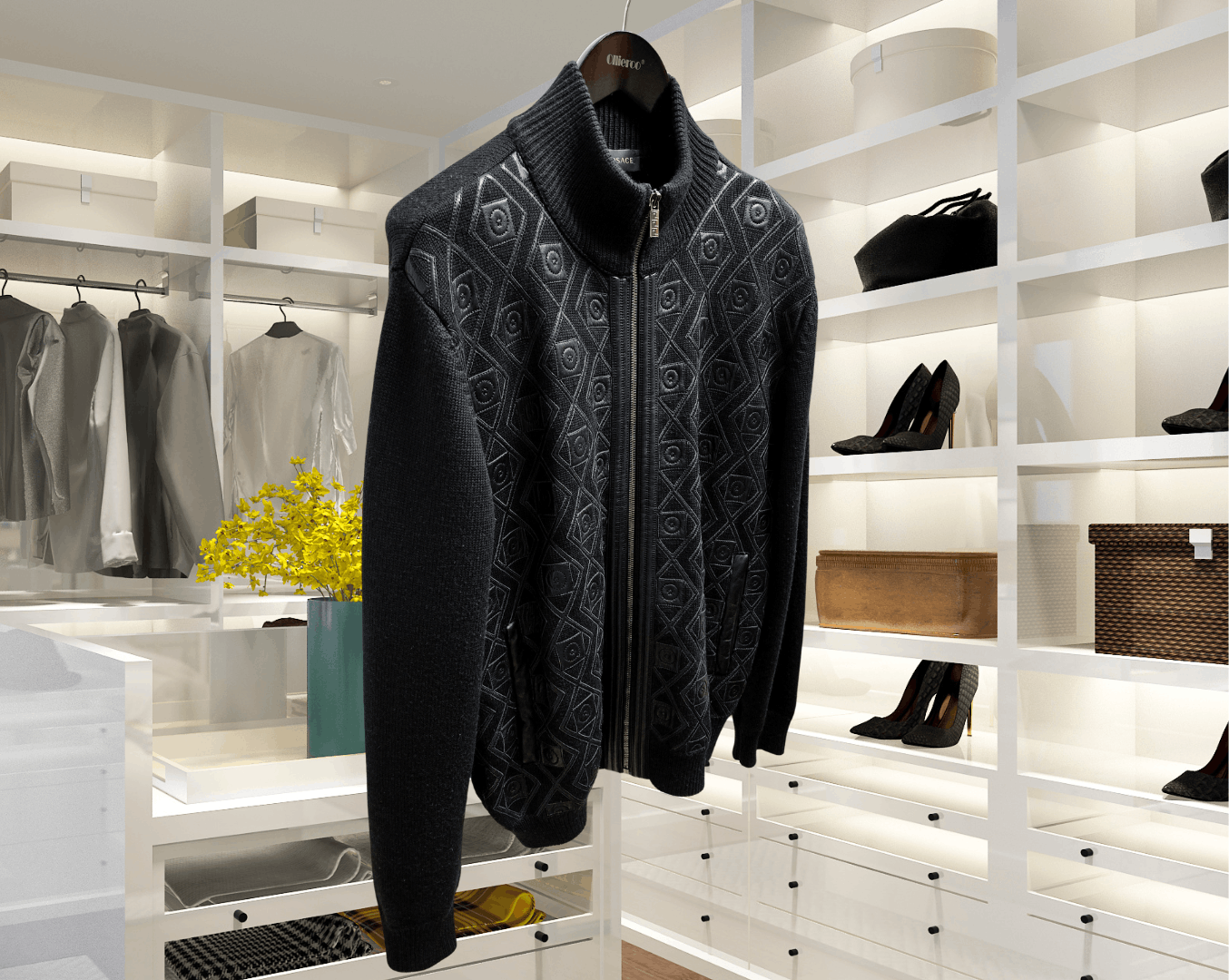 Versace $1950 Versace Wool and Leather Black Cardigan. IT54 Size US L / EU 52-54 / 3 - 2 Thumbnail