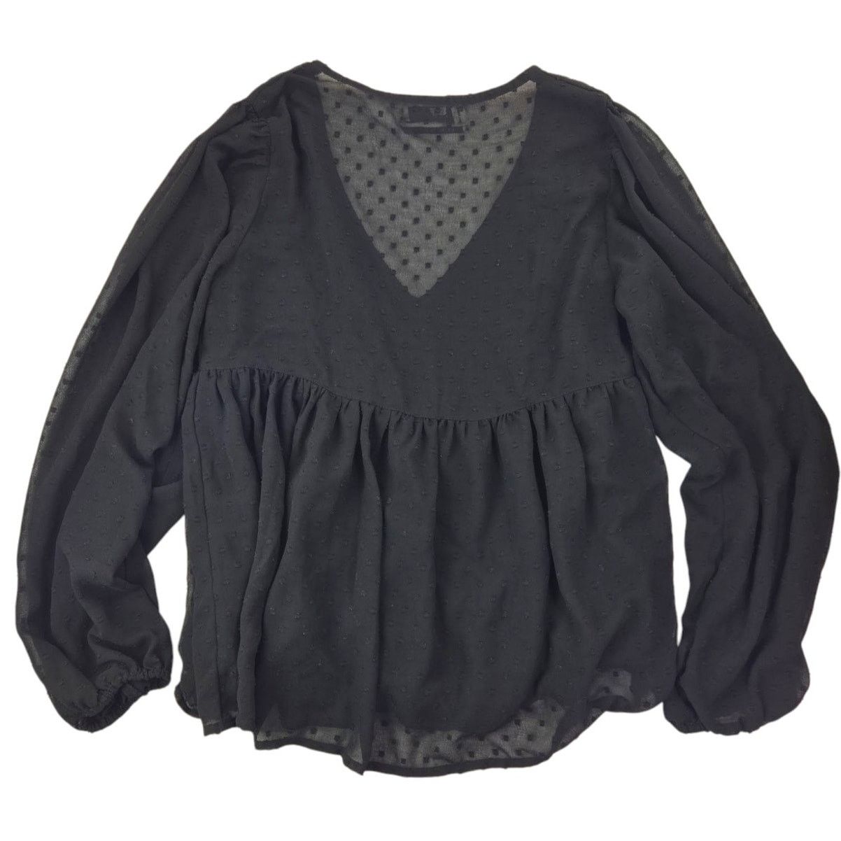 Urban Outfitters Urban Outfitters | Black, Textured, Peasant Blouse | Small Size S / US 4 / IT 40 - 4 Thumbnail