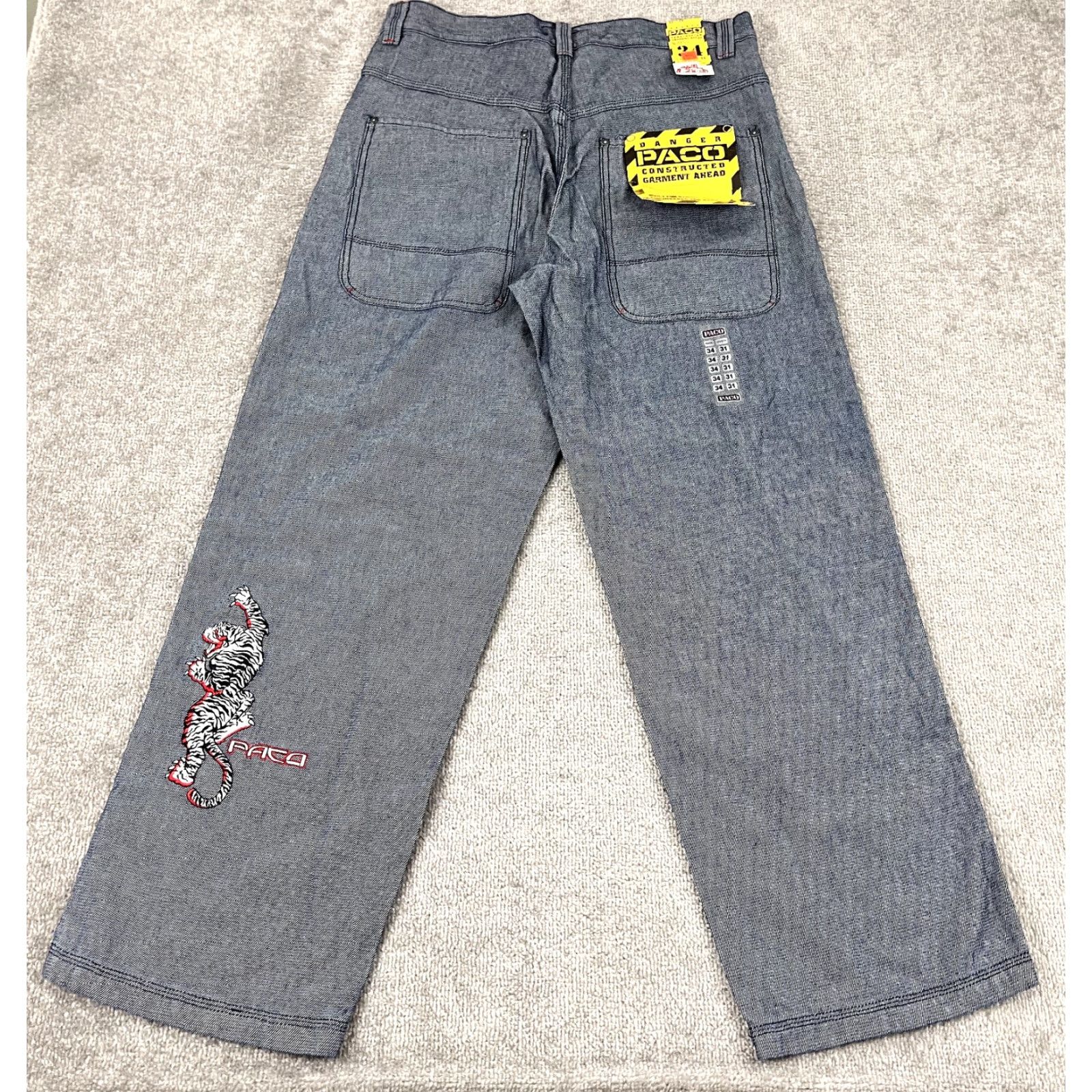 Vintage VINTAGE PACO Jeans Mens 34 x 31 Hip Hop Wide Skater Dragon Tiger Embroidered Y2K Jeans Mens Blue 90s Hip Hop Retro Size US 34 / EU 50 - 2 Thumbnail