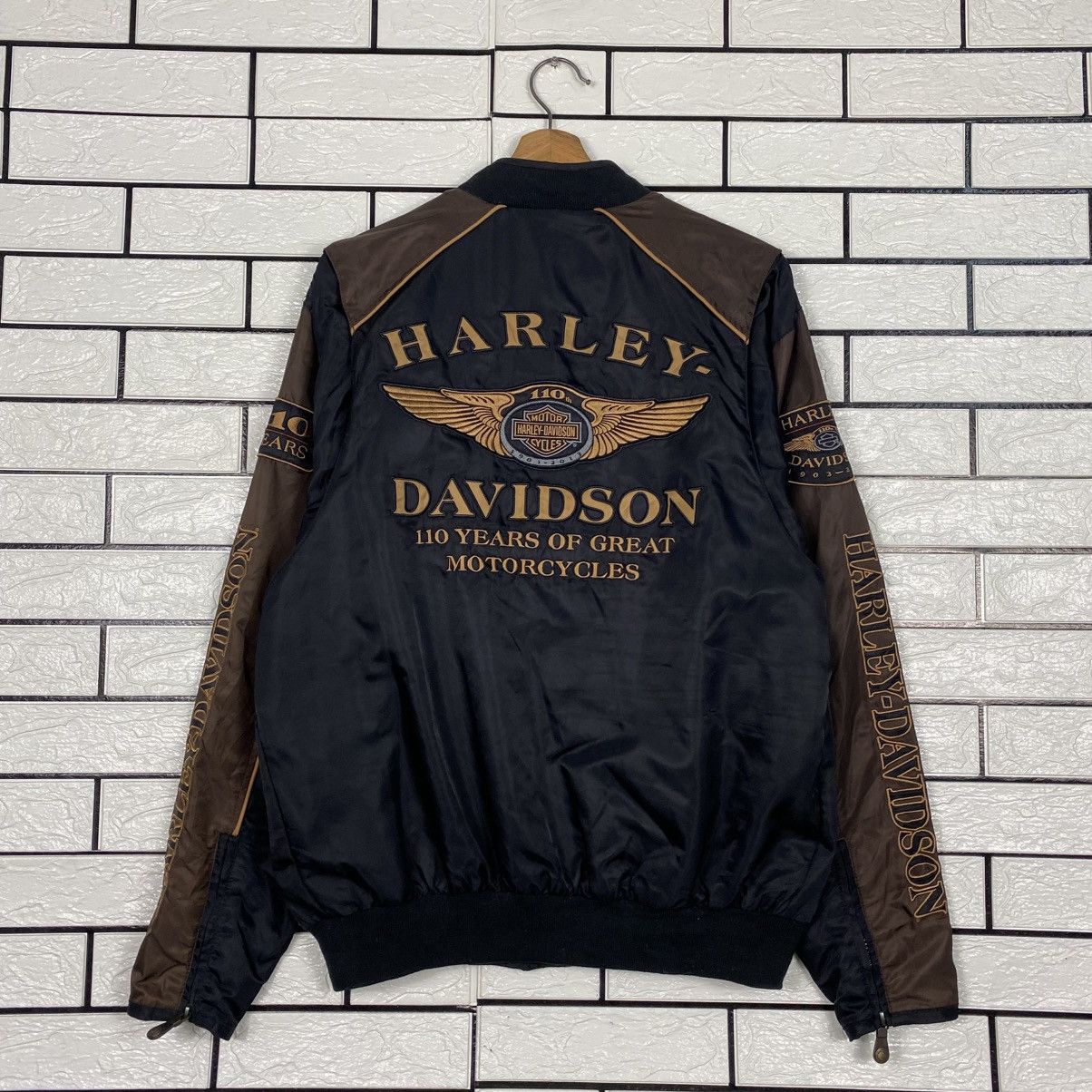 Harley Davidson 📌Vintage Biker Jacket Harley Davidson Spell Out Big Logo Size US S / EU 44-46 / 1 - 9 Thumbnail