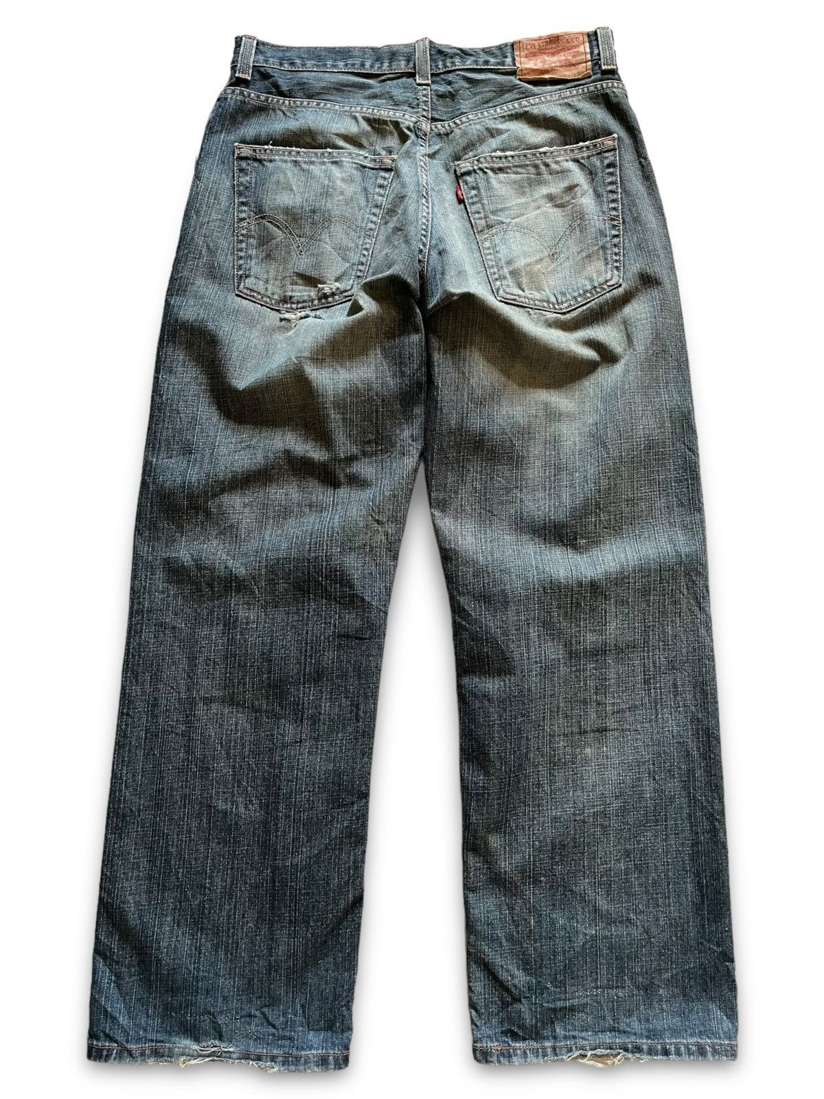 Levi's Vintage 80s Levis 569 Blue Wash Distressed Baggy Jeans 34x30 Size US 34 / EU 50 - 2 Thumbnail