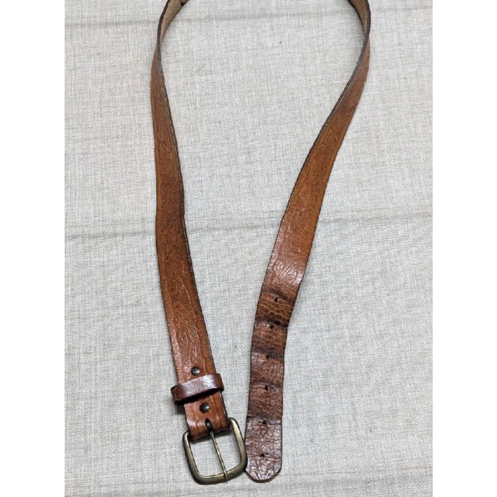 Vintage VINTAGE USA made TOOLED brown belt 38 cowhide leather WESTERN handcrafted Size 38 - 7 Thumbnail